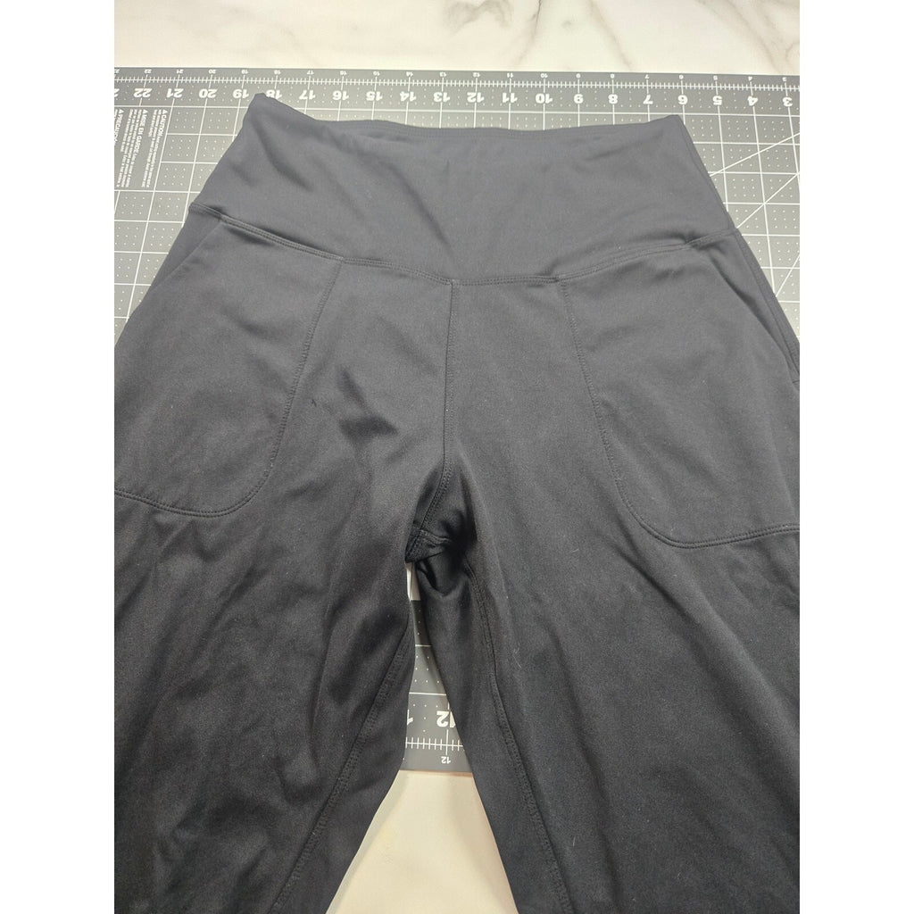 Athletic Leggings Black High Waisted 7/8 Length Crop Inseam 25" No Size Tag