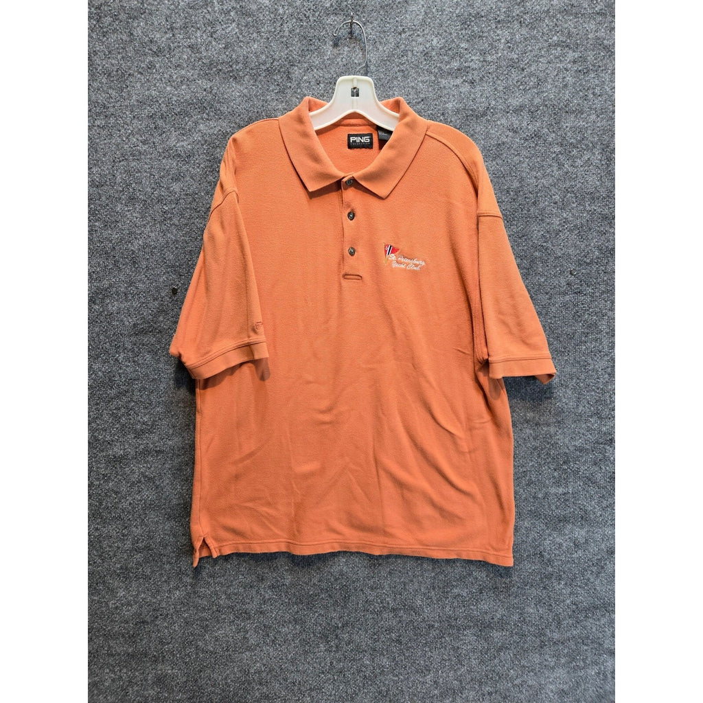 St. Petersburg Yacht Club Men's Orange Pique Knit Polo Shirt Short Sleeve L