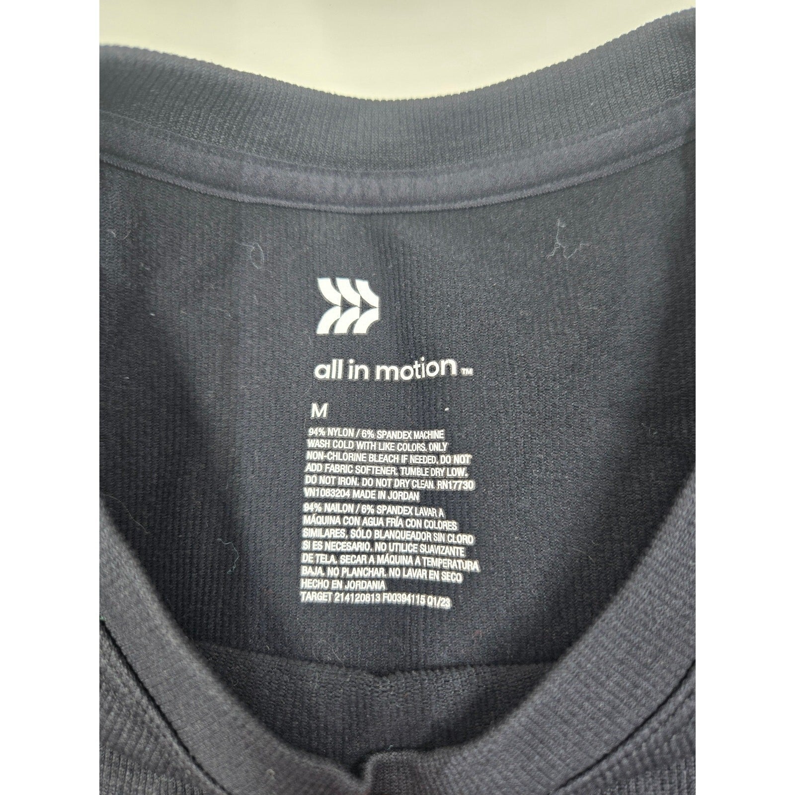 All In Motion Black Half-Sleeve Active Top, Size M, Very Good Condition