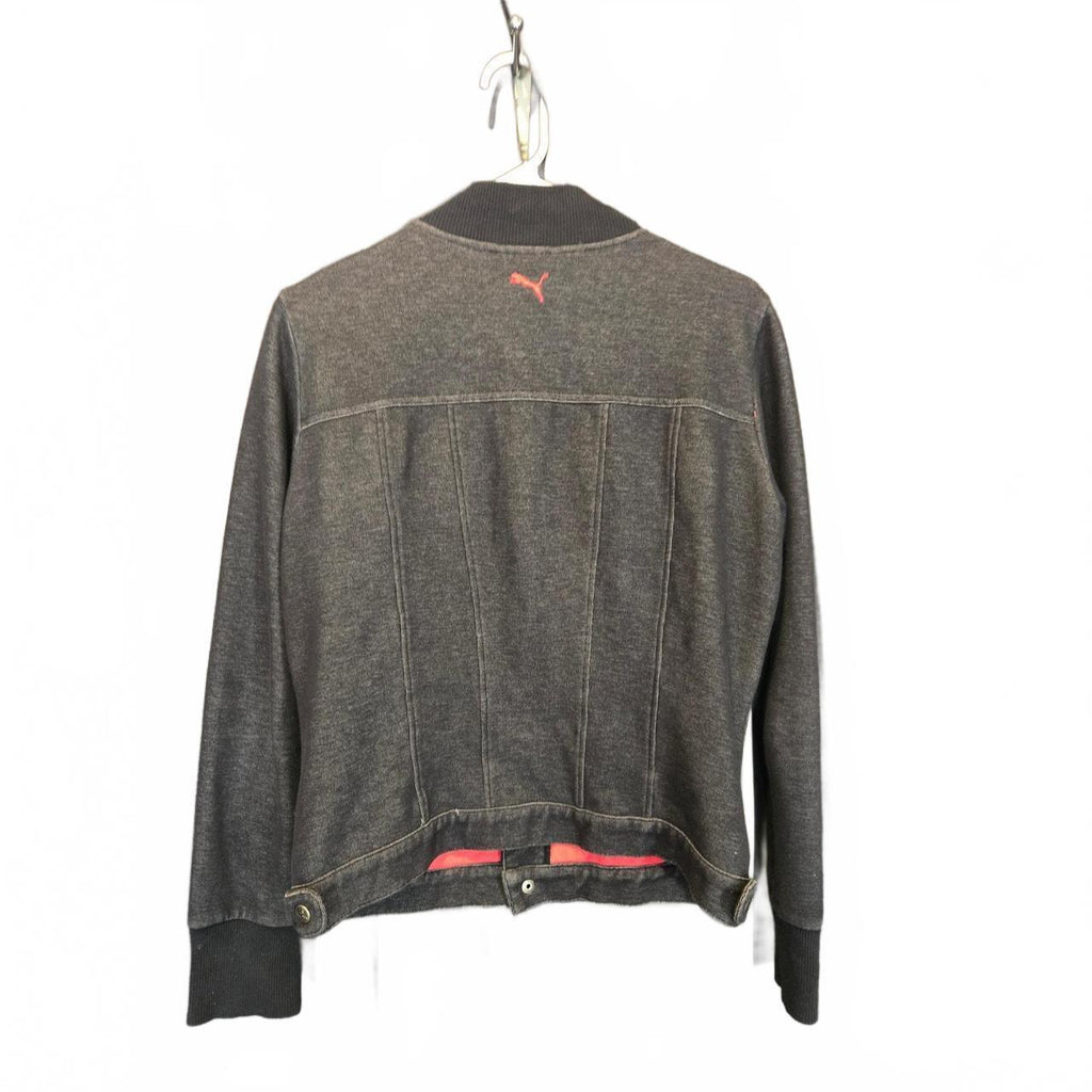 Puma Men's Gray Button-Up Jacket with Pink Logo