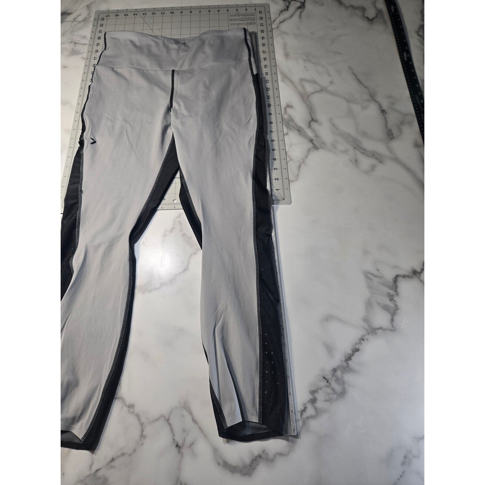 iFit Womens Gray Black ColorBlock HIGH-Waist Athletic Leggings Size XL