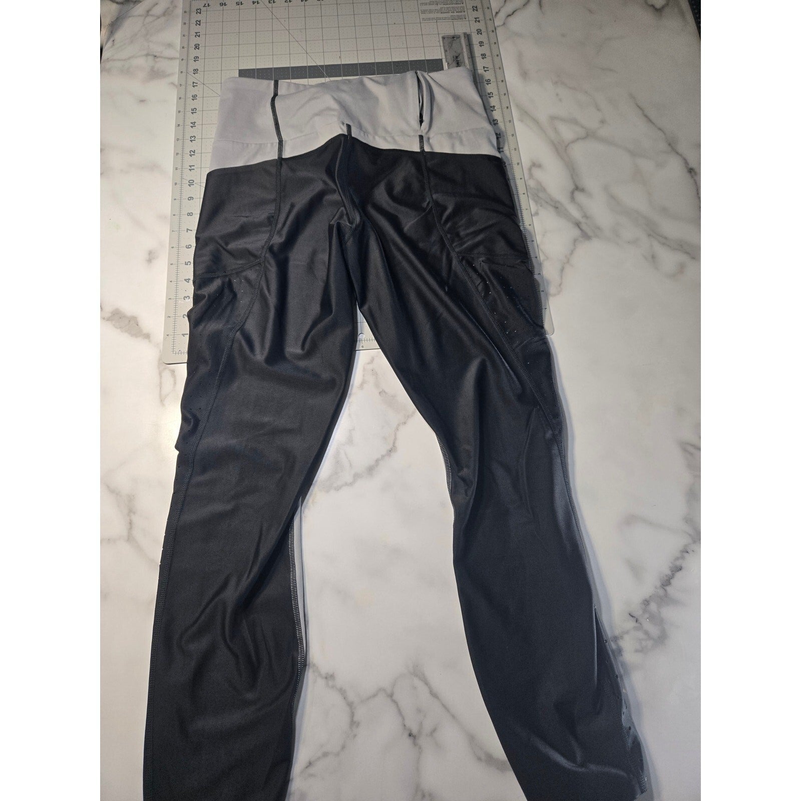 iFit Womens Gray Black ColorBlock HIGH-Waist Athletic Leggings Size XL