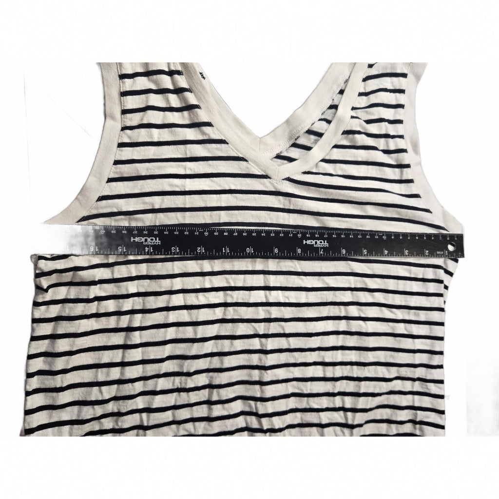 Time and Tru Women's Sleeveless Black Striped Dress with Double V-Neckline and T