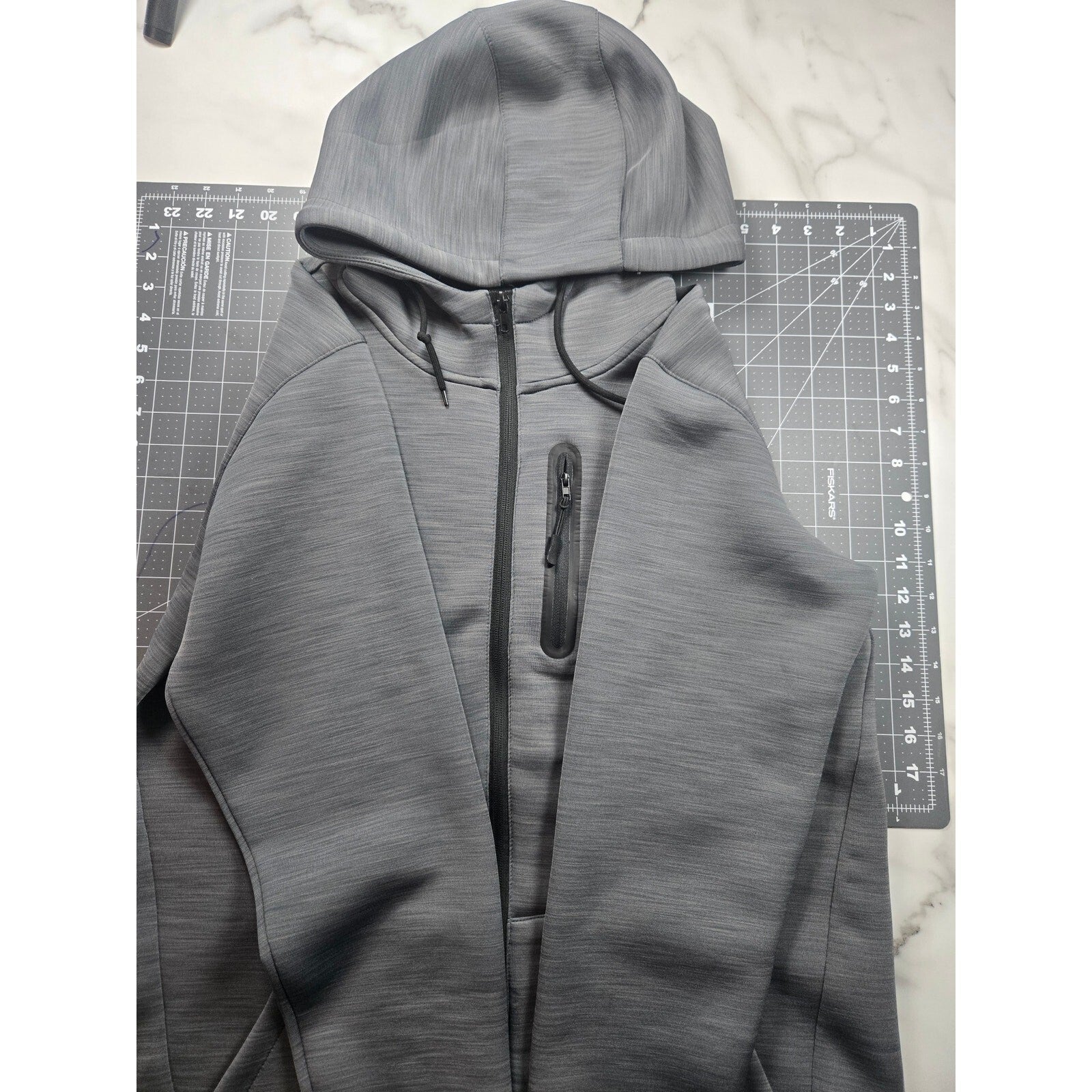 Nomad Men's Gray Tech Fleece Full Zip Hoodie with Chest Pocket, Size M