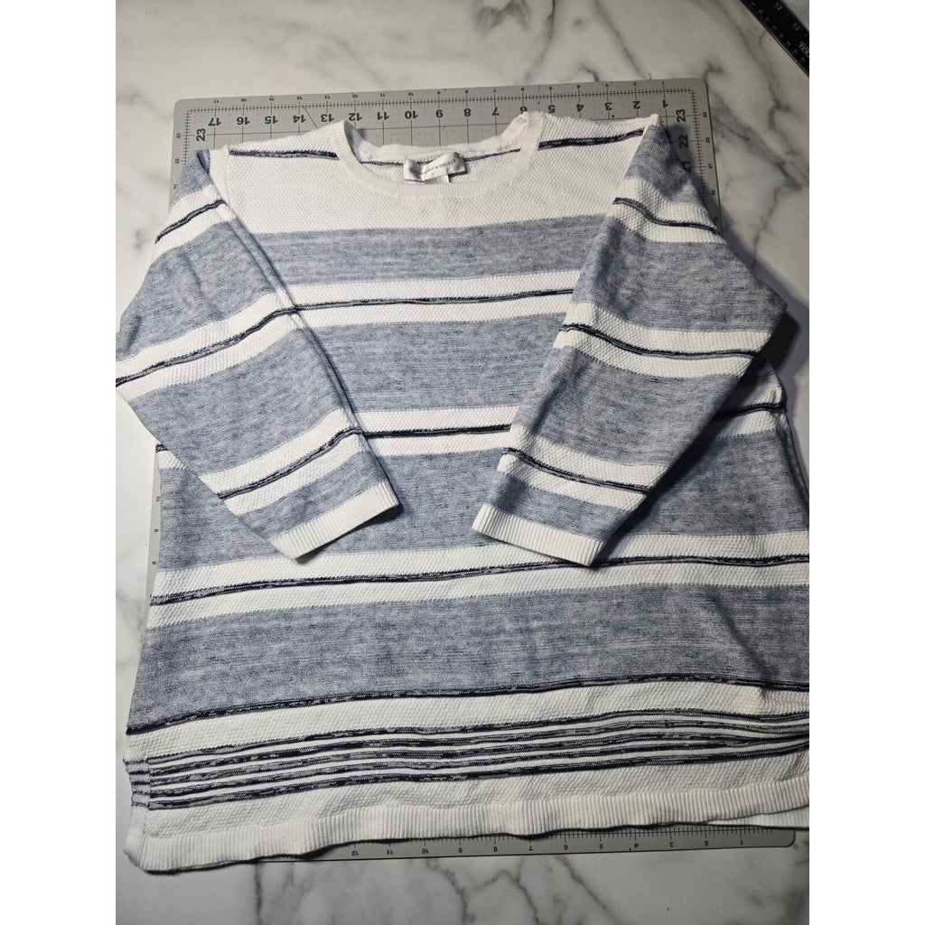 Christopher And  Banks Striped Knit Pullover Sweater Crew neck Blue and white l