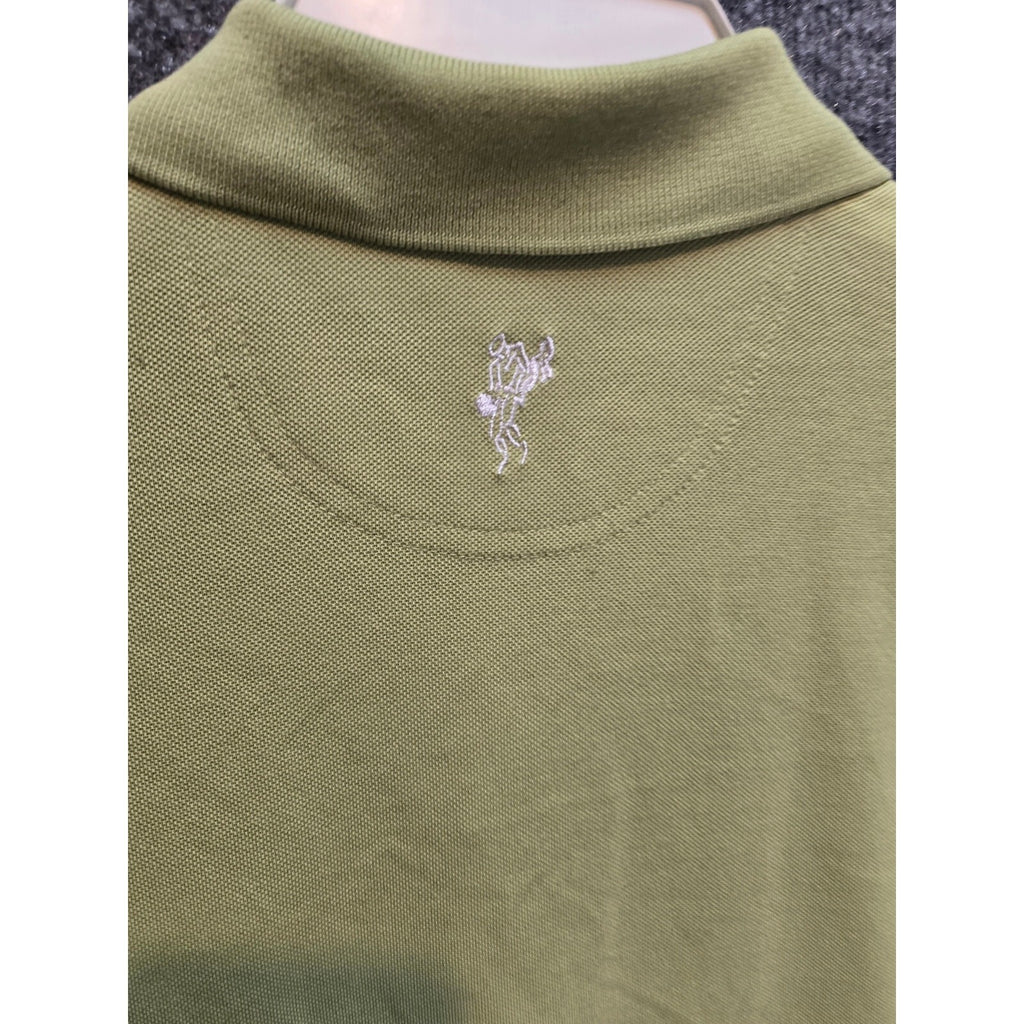 Ashworth Mens Lime Green Short Sleeve Polo Embroidered Golfer Logo 2-Button