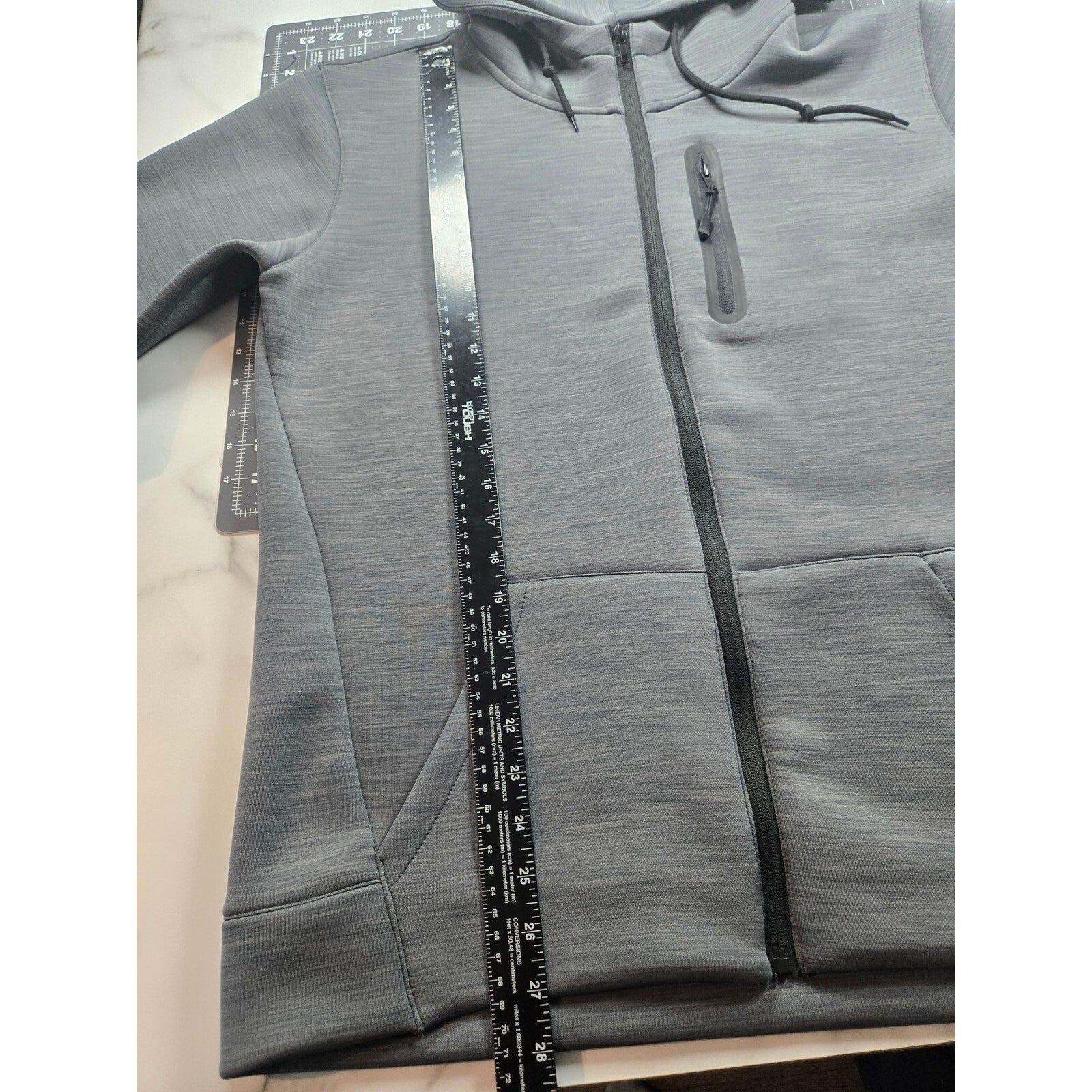 Nomad Men's Gray Tech Fleece Full Zip Hoodie with Chest Pocket, Size M
