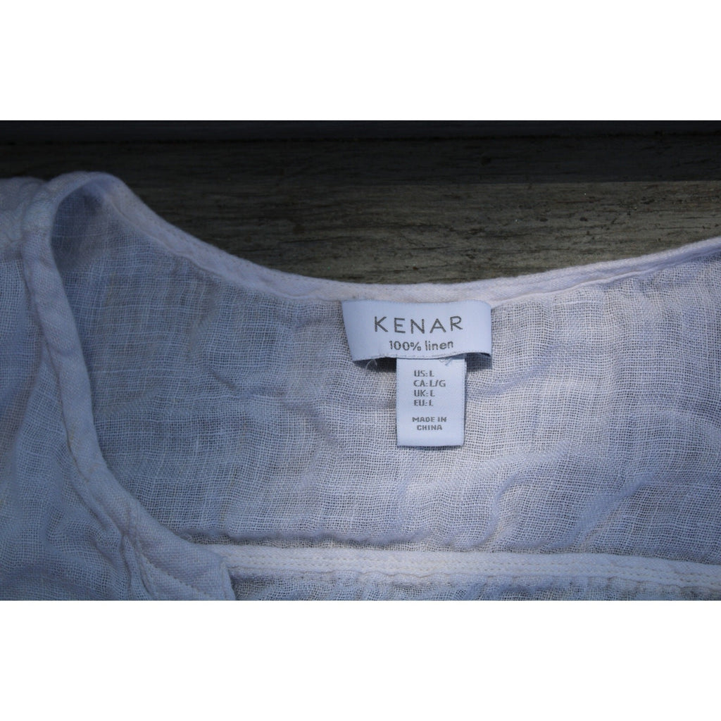 Kenar 100% Linen White Tunic Top Women's Size Large Sleeveless