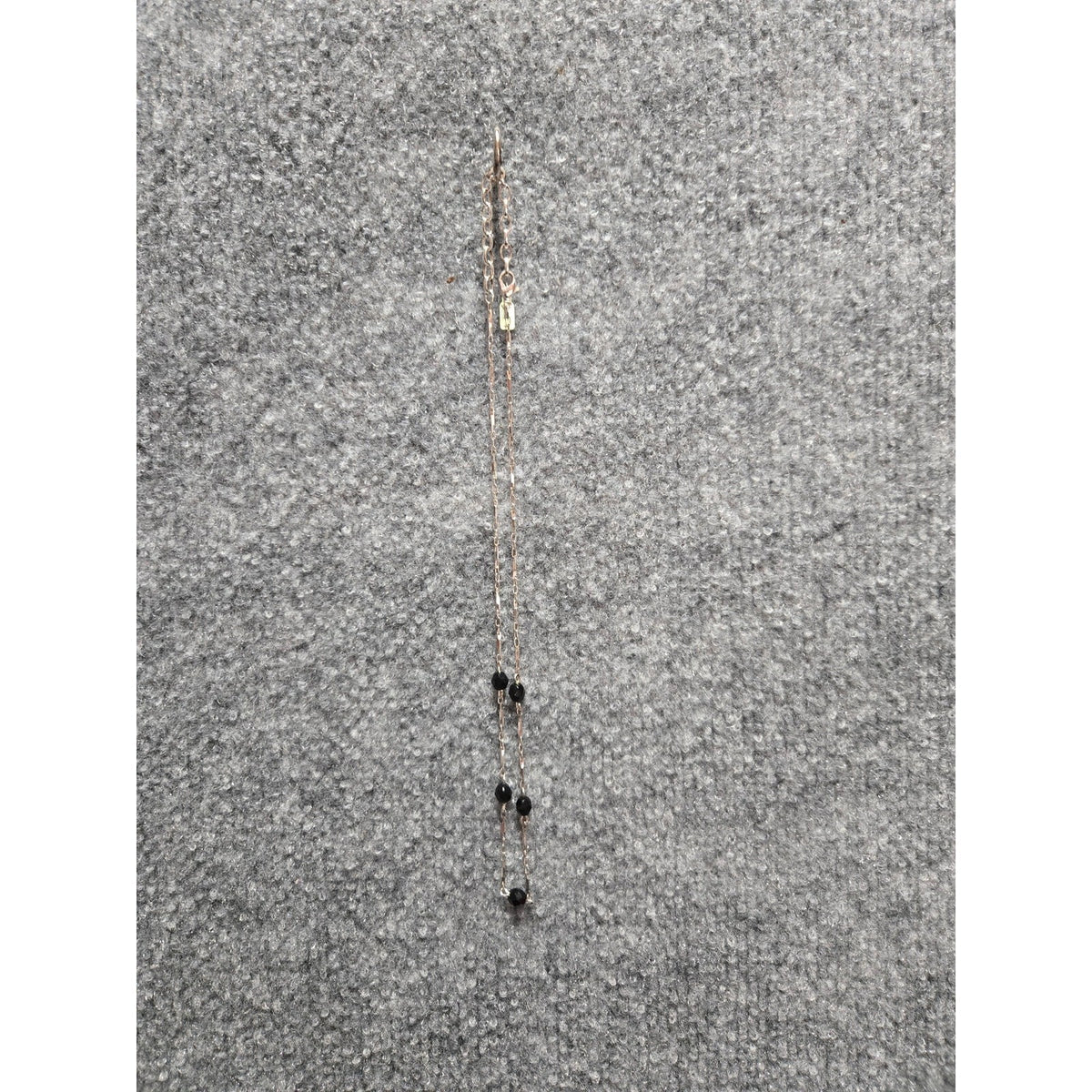 Vintage 1928 Brand Silver Tone Black Bead Station Chain Necklace, Dainty