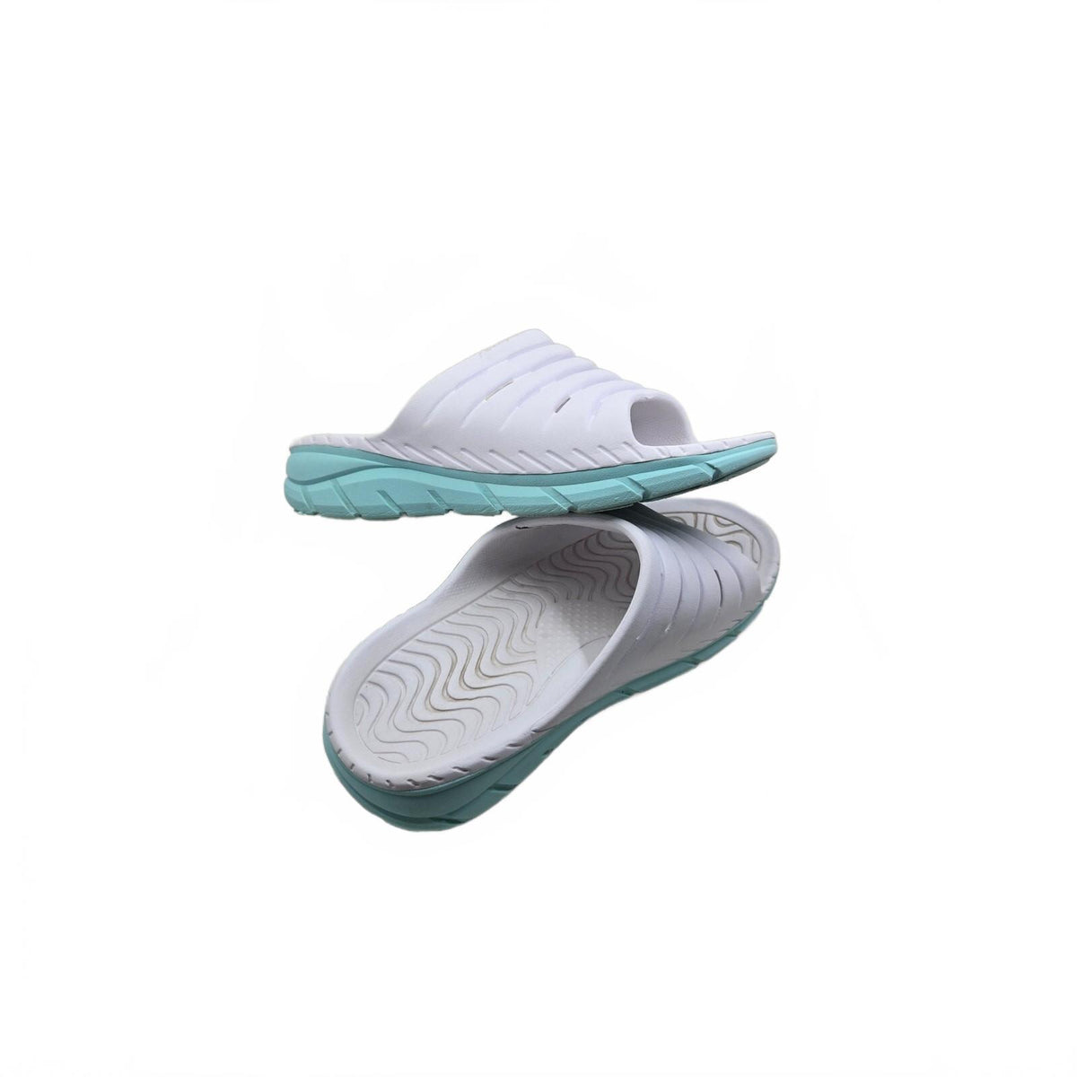 Avia Women's Hightail Athletic Recovery Slide Sandals, White / Mint Teal, Size 8