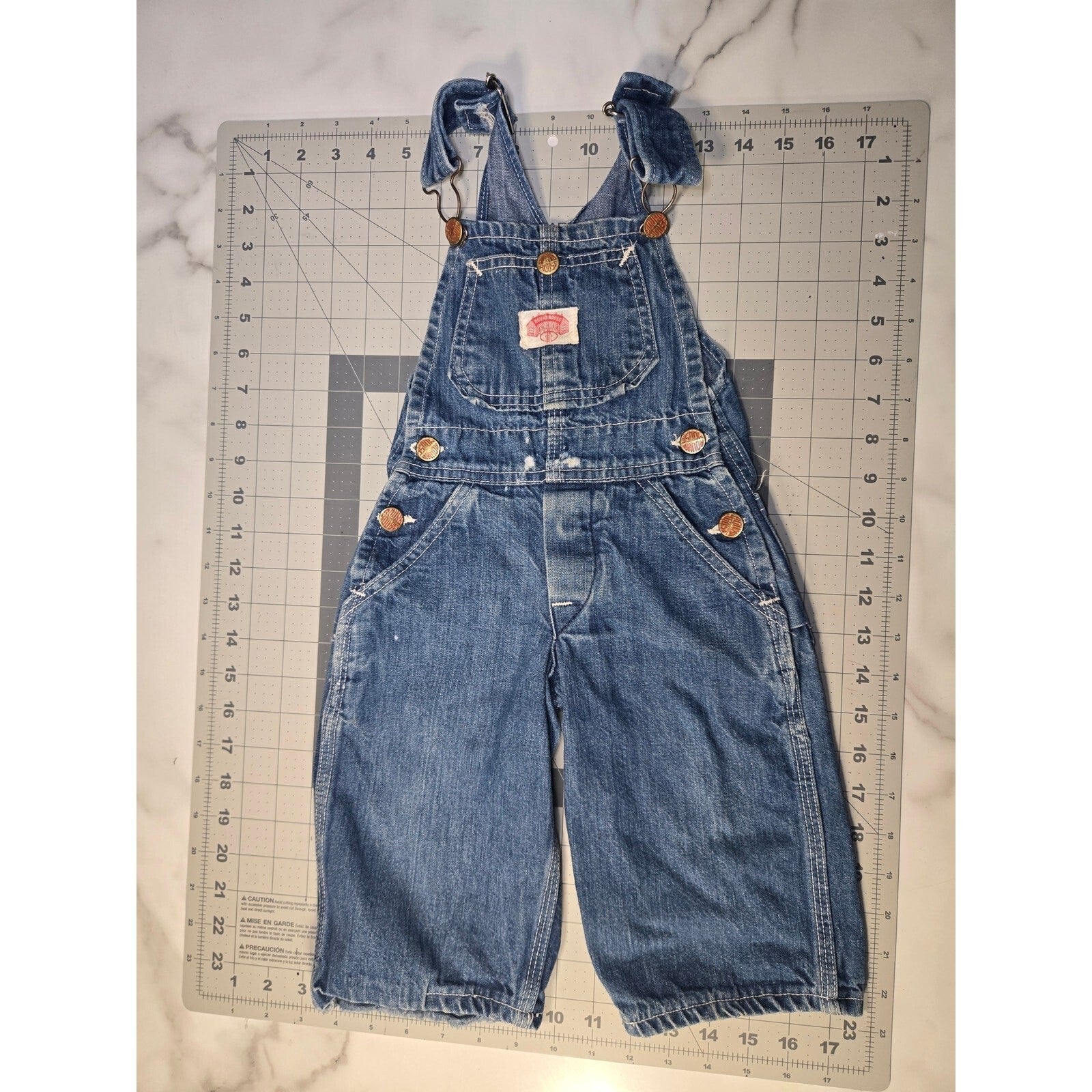 Vintage Round House Kids Denim Overalls Toddler Workwear Bibs Made In the USA