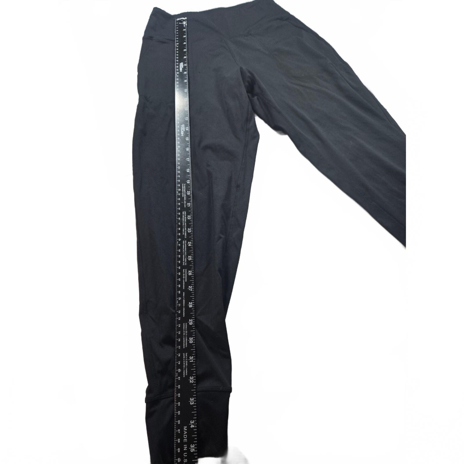 Athletic Leggings Black High Waisted 7/8 Length Crop Inseam 25" No Size Tag