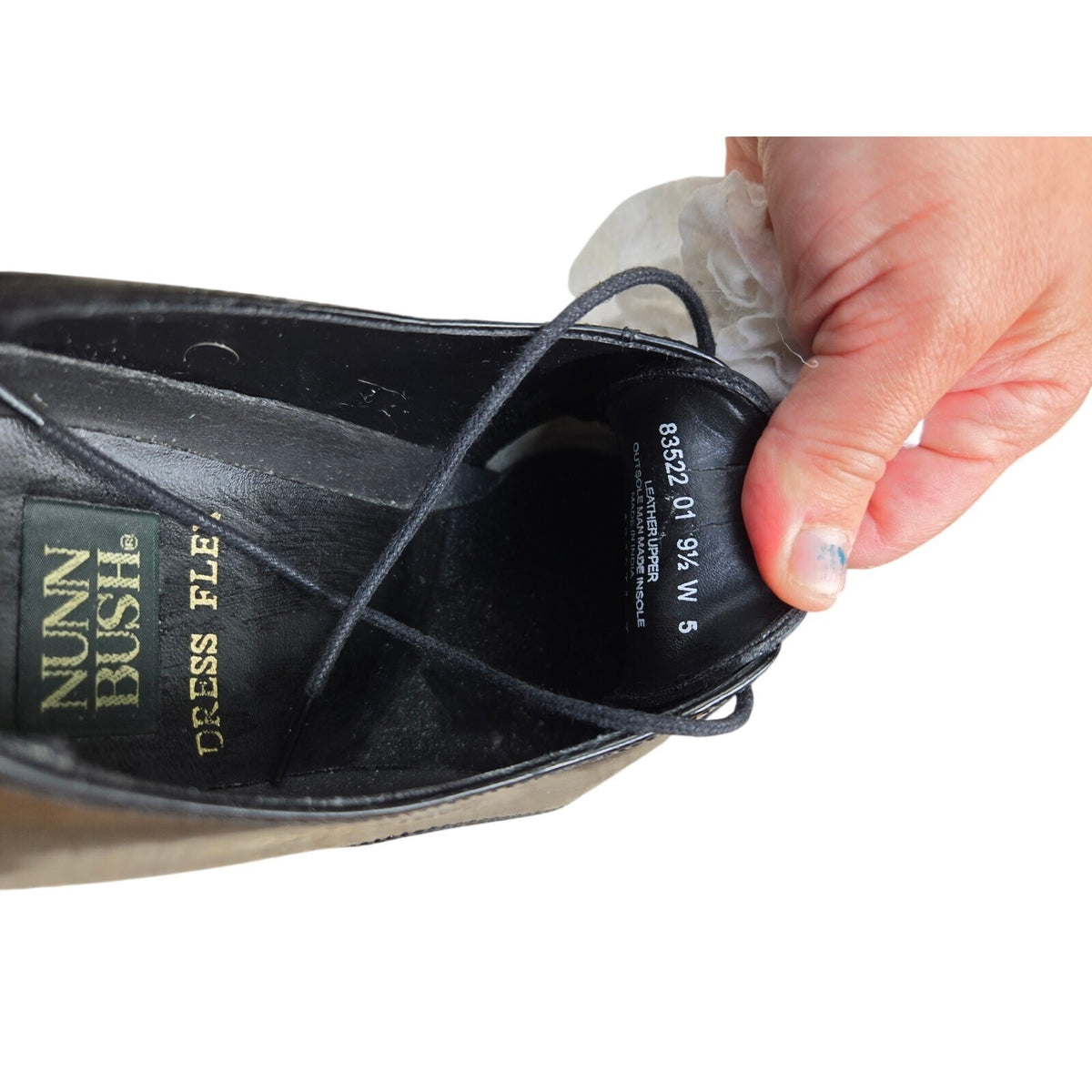 Nunn Bush Dressflex Men's Black Leather Cap Toe Oxford Dress Shoes Lace Up 9.5