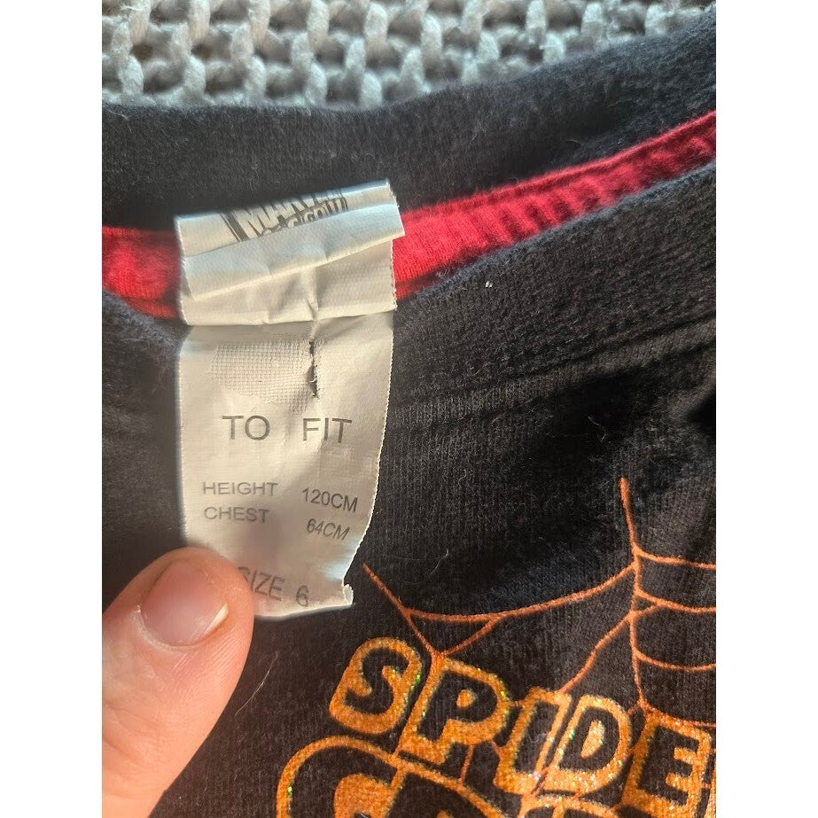 Vintage Youth Spider Sense Spiderman Black Shirt Size 6
