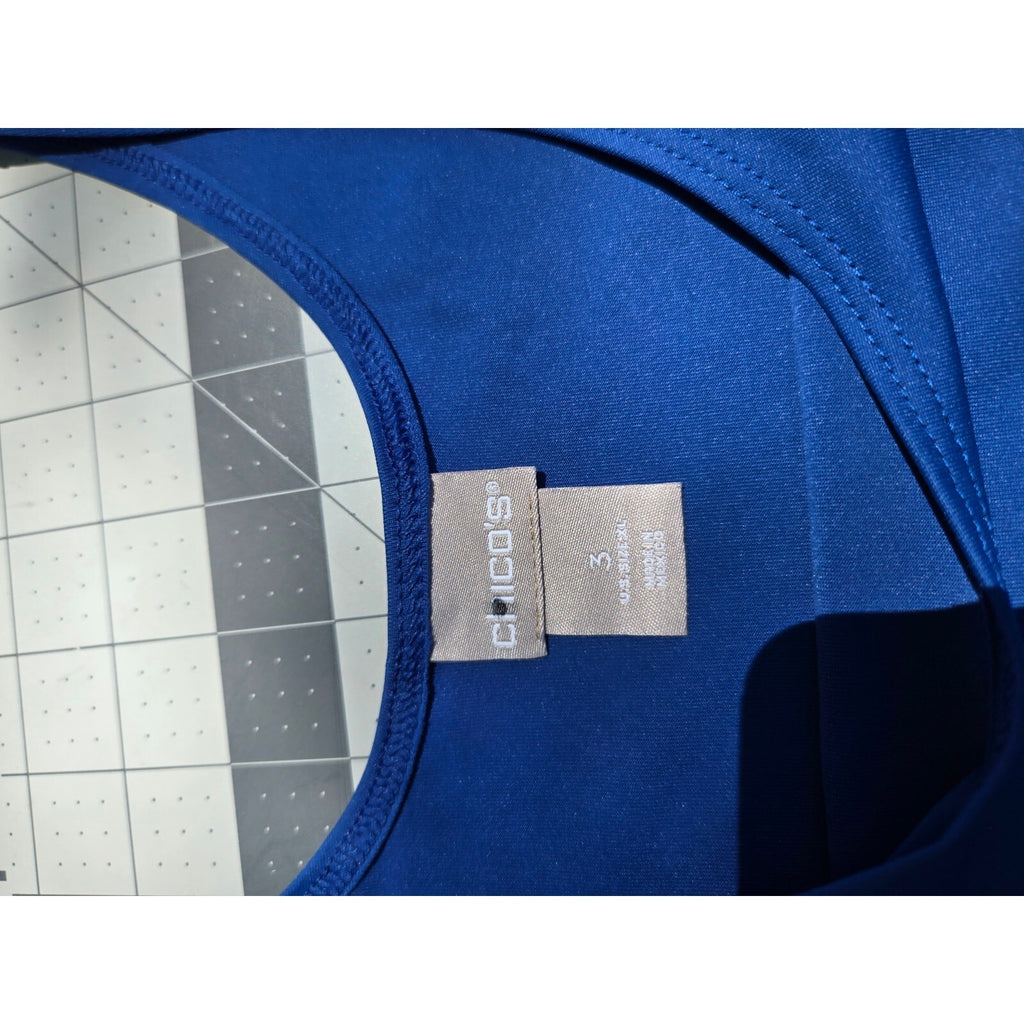 Chico's Cobalt Blue Sleeveless Tank Top Shell, Size Medium, Very Good Condition