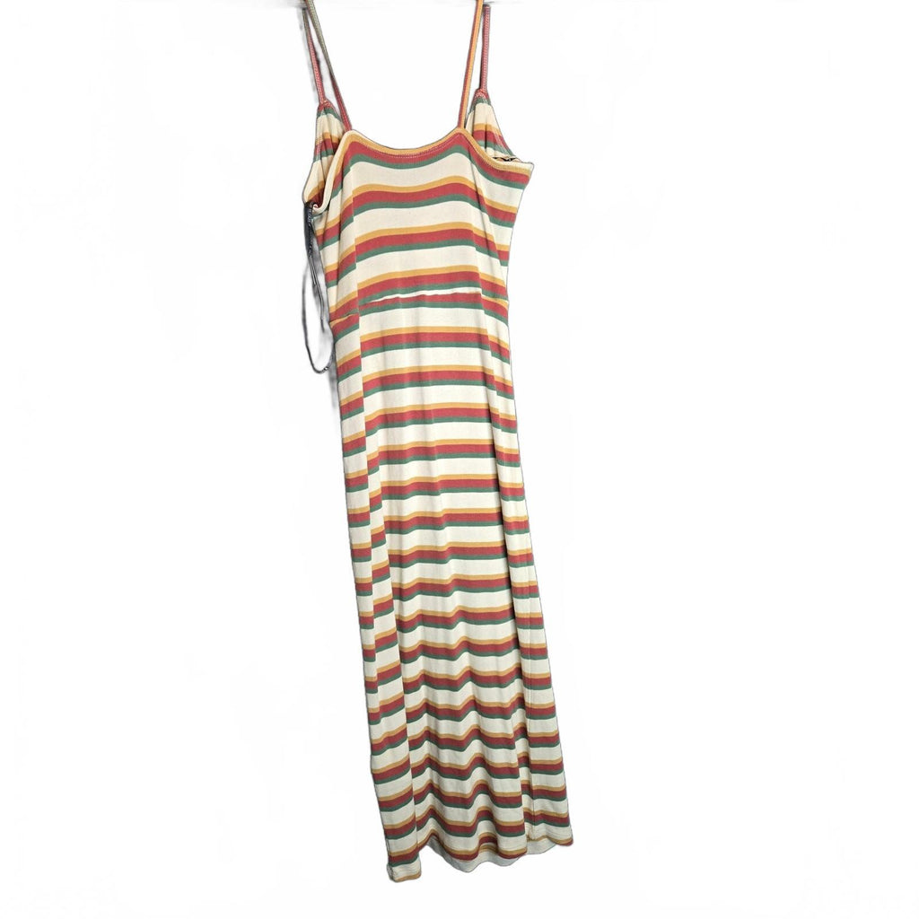 Volcom Stone Stripe Cutout Tie-Front Midi Dress Size Small Multi Color NWT