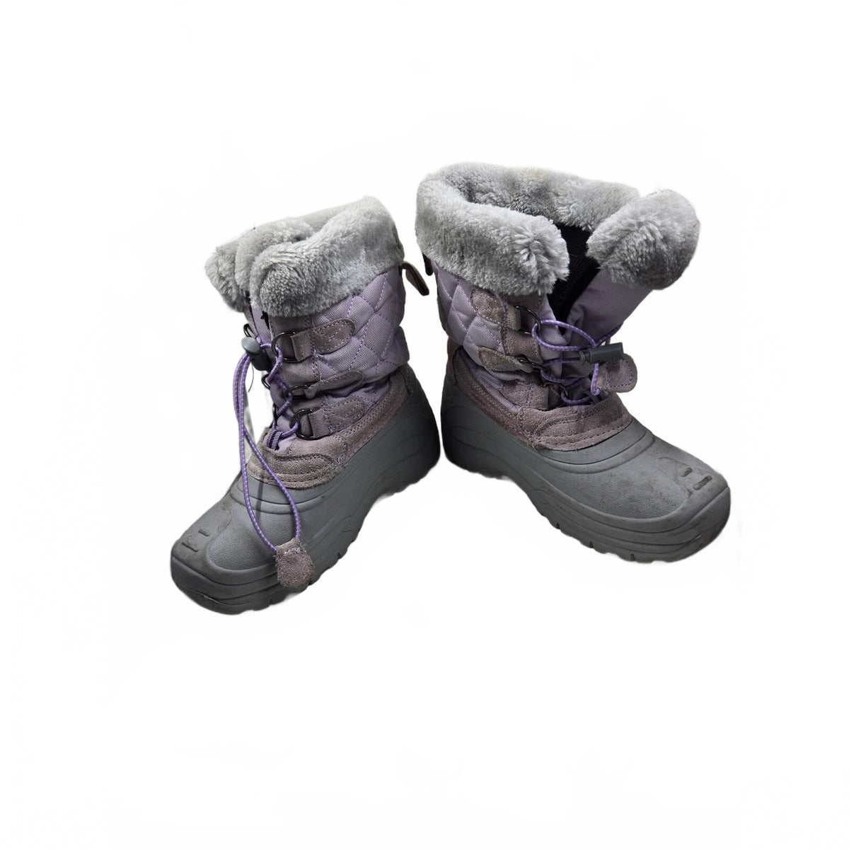 Totes Girls Waterproof Winter Snow Boots Purple Size 3 Youth Faux Fur Trim