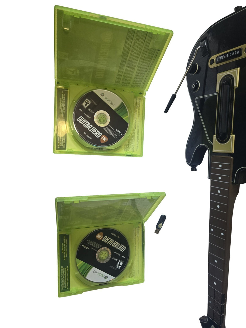 Activision Guitar Hero Live Xbox 360 Bundle USB Guitar Controller Dongle Games
