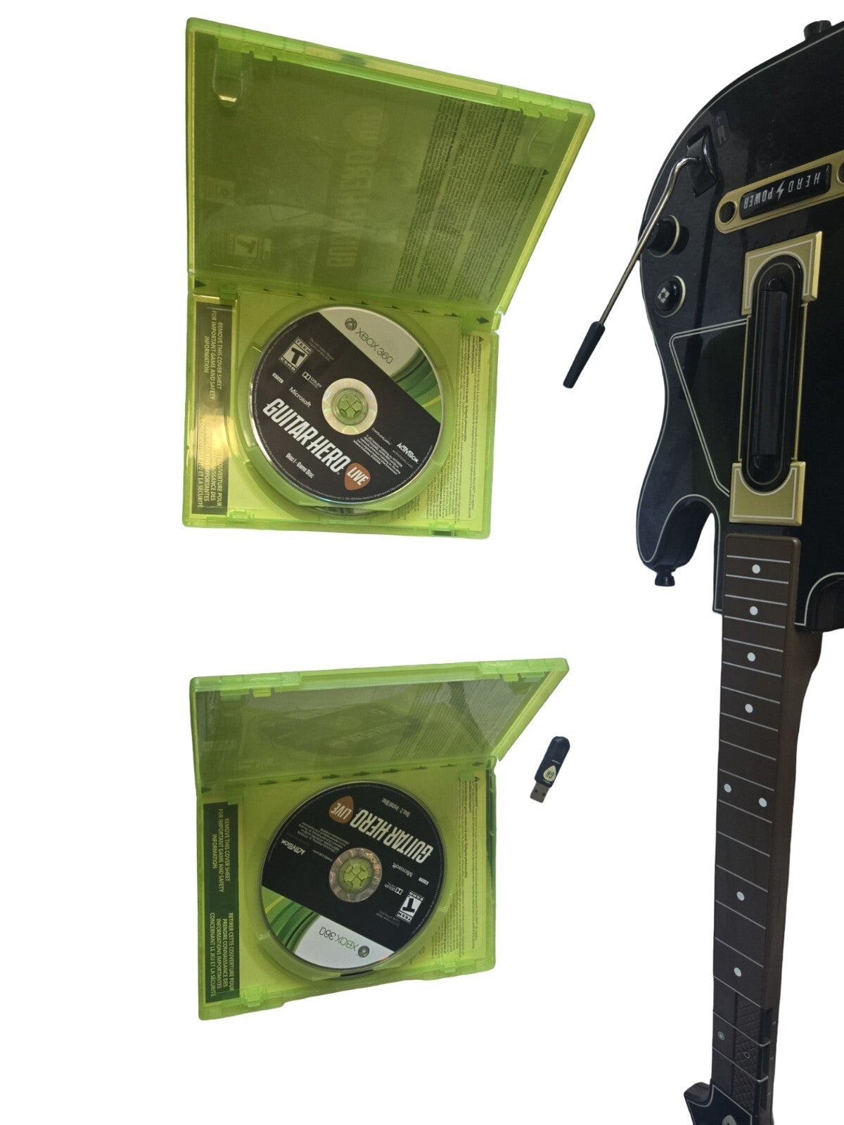 Activision Guitar Hero Live Xbox 360 Bundle USB Guitar Controller Dongle Games