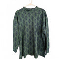 Vintage 90s A|M Collection Green and Navy Floral Damask Knit Sweater