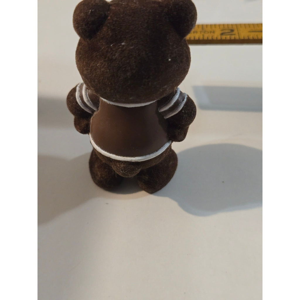Vintage 1987 Mars M&M’s Plain Chocolate Flocked Bear Miniature Figurine 2.5"