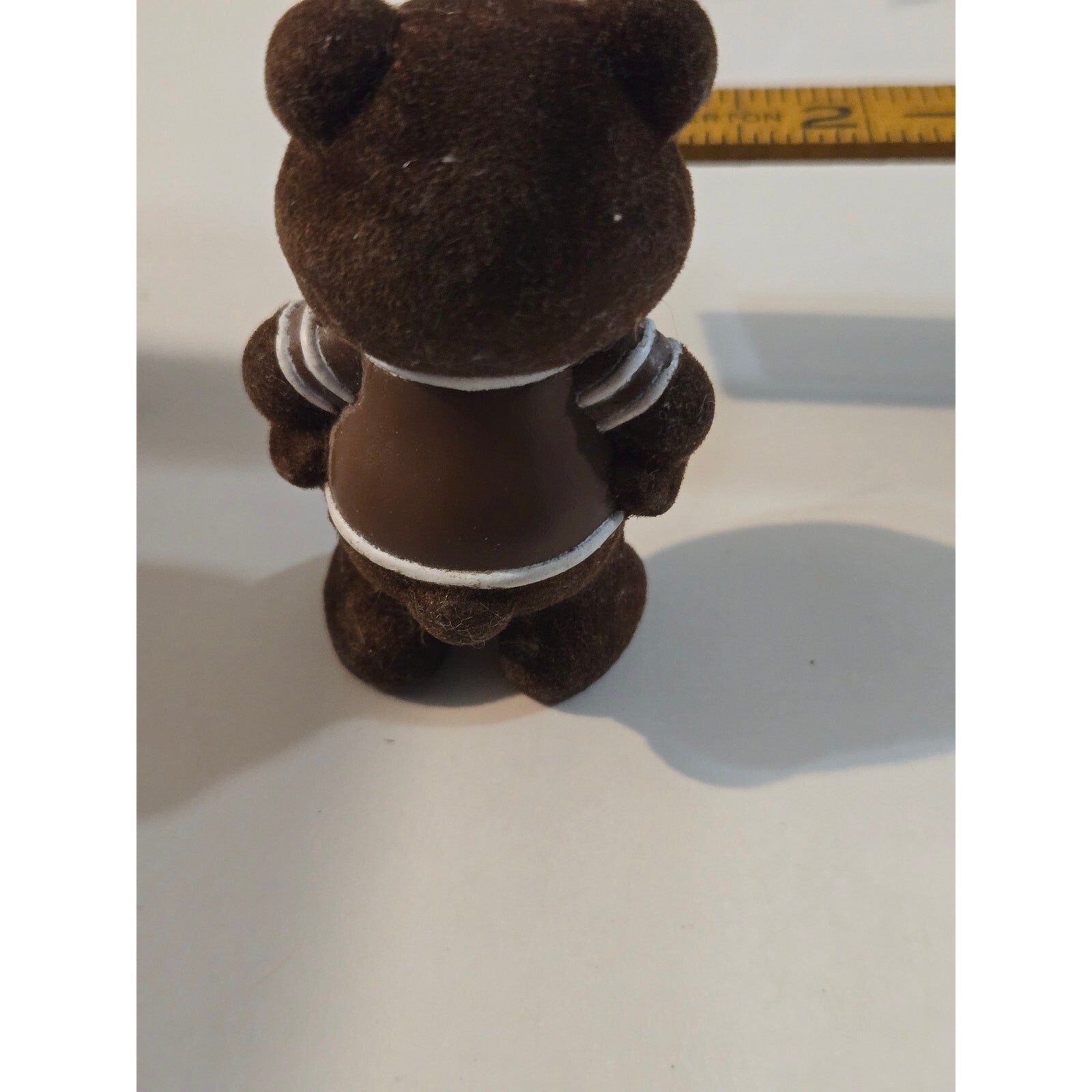 Vintage 1987 Mars M&M’s Plain Chocolate Flocked Bear Miniature Figurine 2.5"