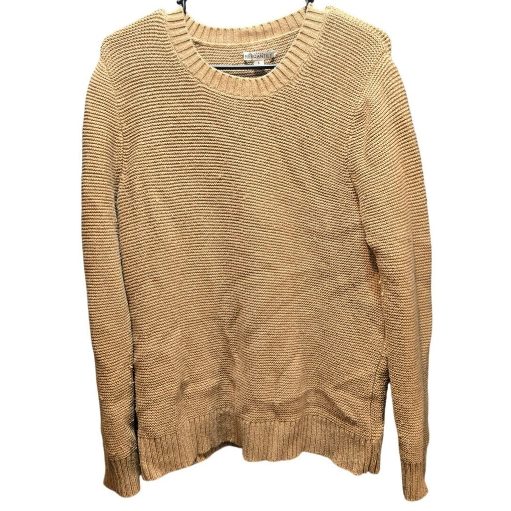 J. Crew Mercantile Classic Crew Neck Sweater Tan Camel Knit Size Small