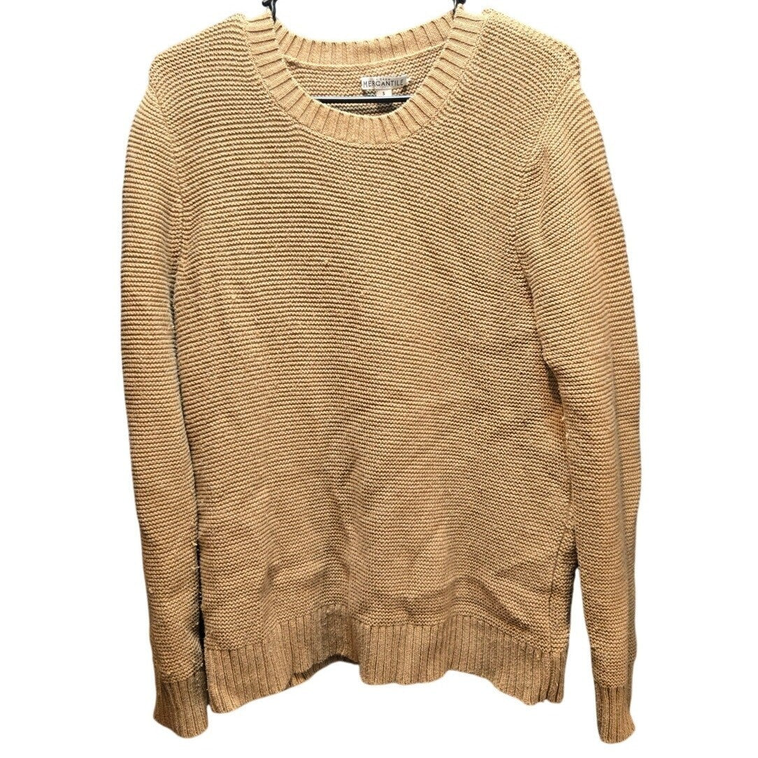 J. Crew Mercantile Classic Crew Neck Sweater Tan Camel Knit Size Small