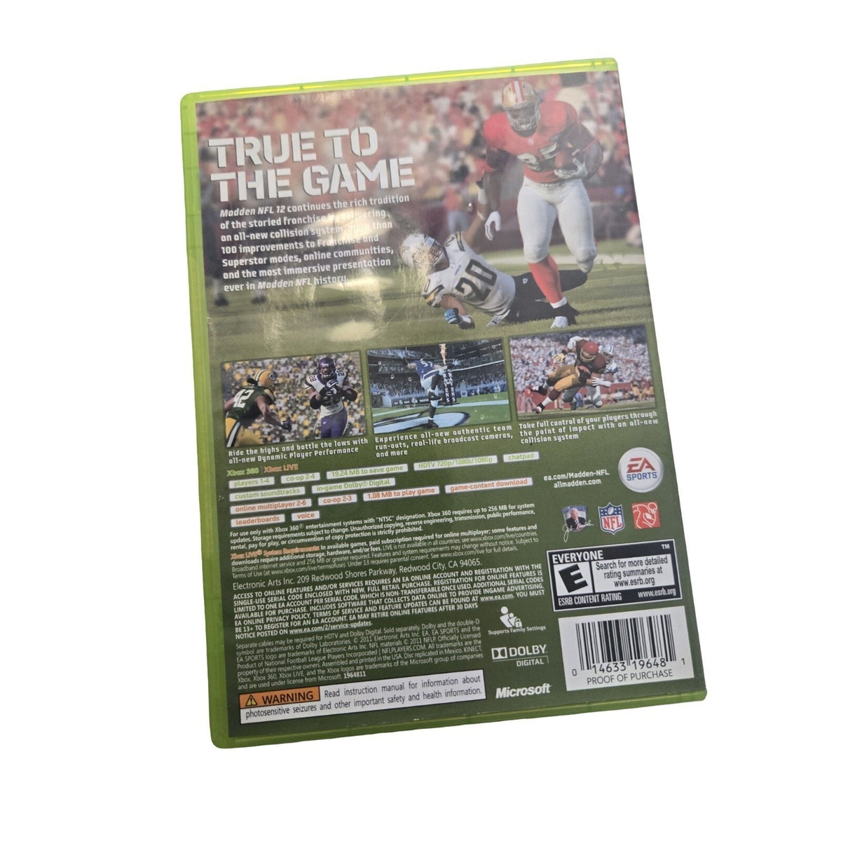 EA Sports Madden NFL 12 Xbox 360 Sports Game w/ Case Manual Multiplayer 2011