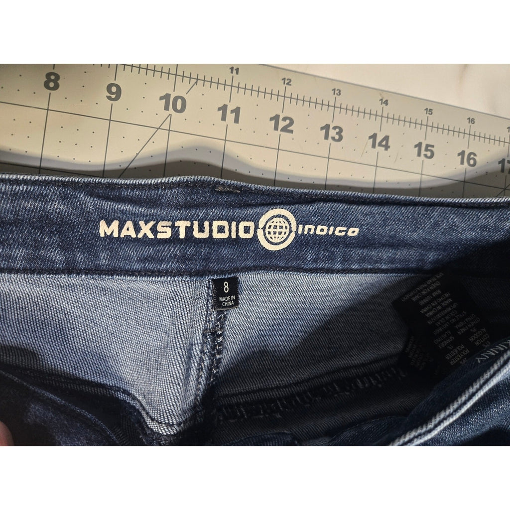 Max Studio Indigo High Rise Skinny Jeans Women's Size 8 Dark Wash Silas Blue