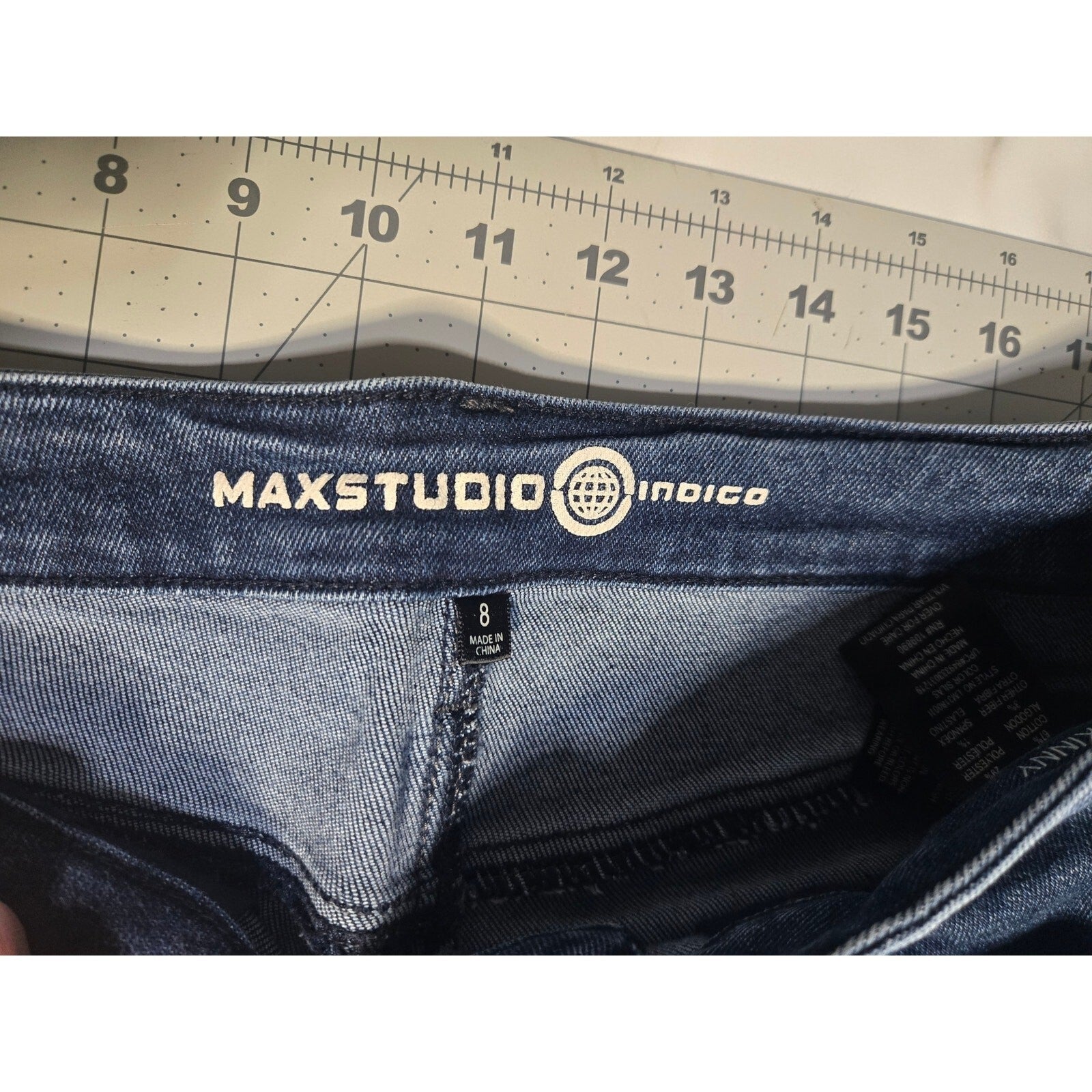 Max Studio Indigo High Rise Skinny Jeans Women's Size 8 Dark Wash Silas Blue