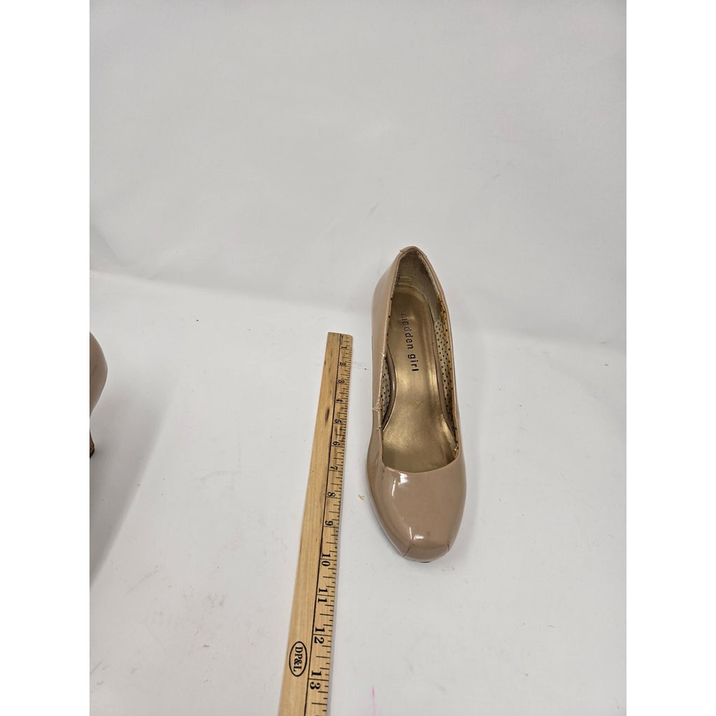 Madden Girl Getta Nude Patent Platform Pumps Round Toe Stiletto Heels Women's 9