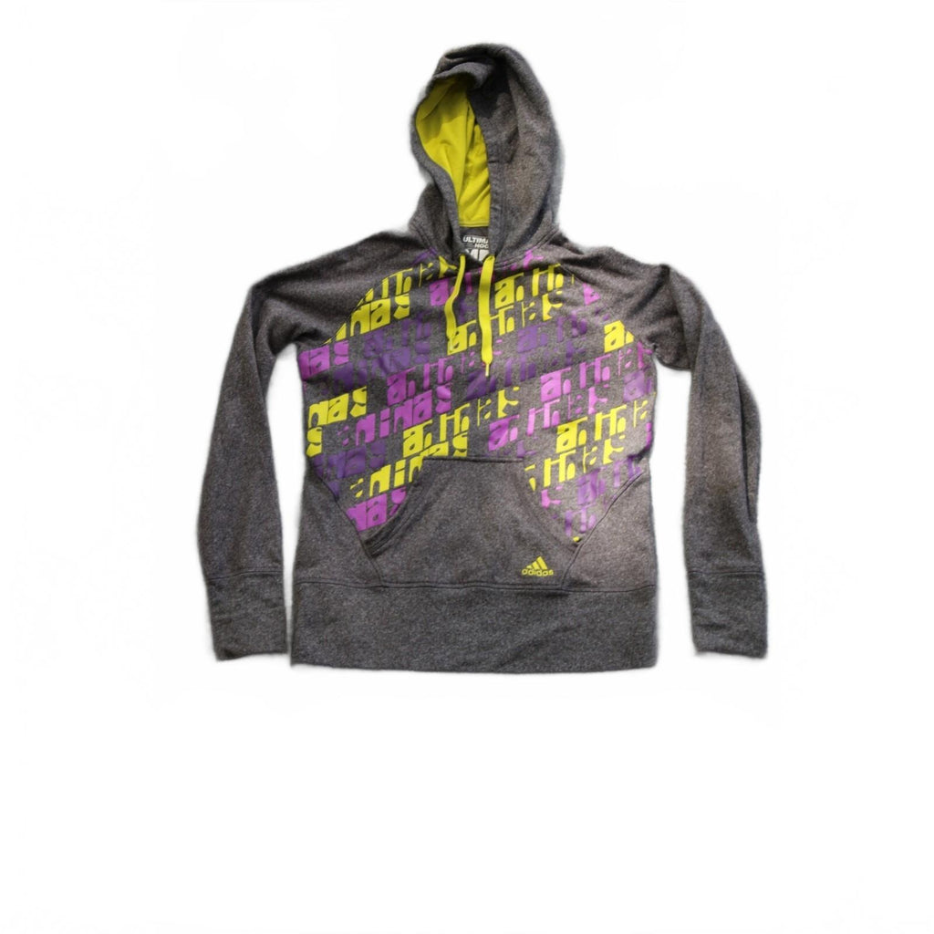 Retro Style Gray Purple Yellow Adidas Hoodie Size Medium