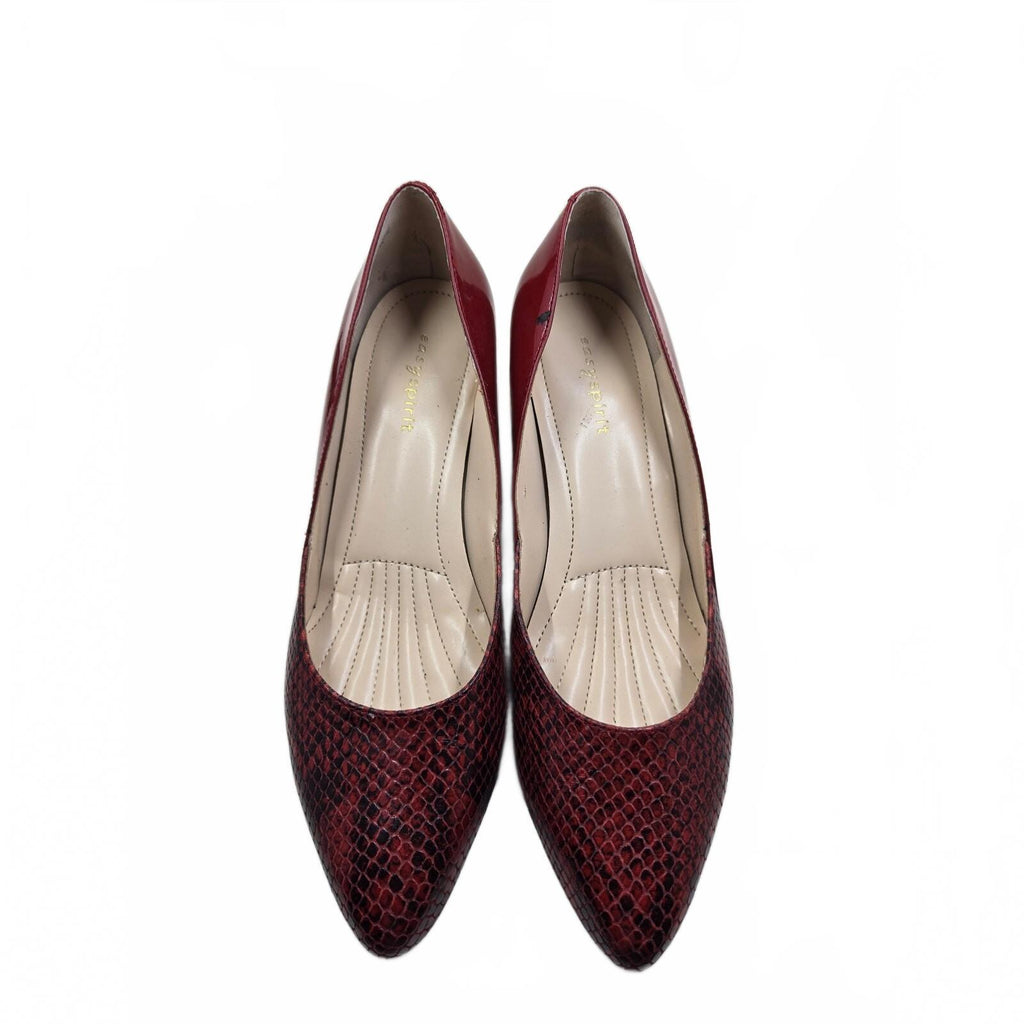 Aerosoles Red Patent Leather Wedge Pumps Faux Snakeskin Embossed Pointed  7.5