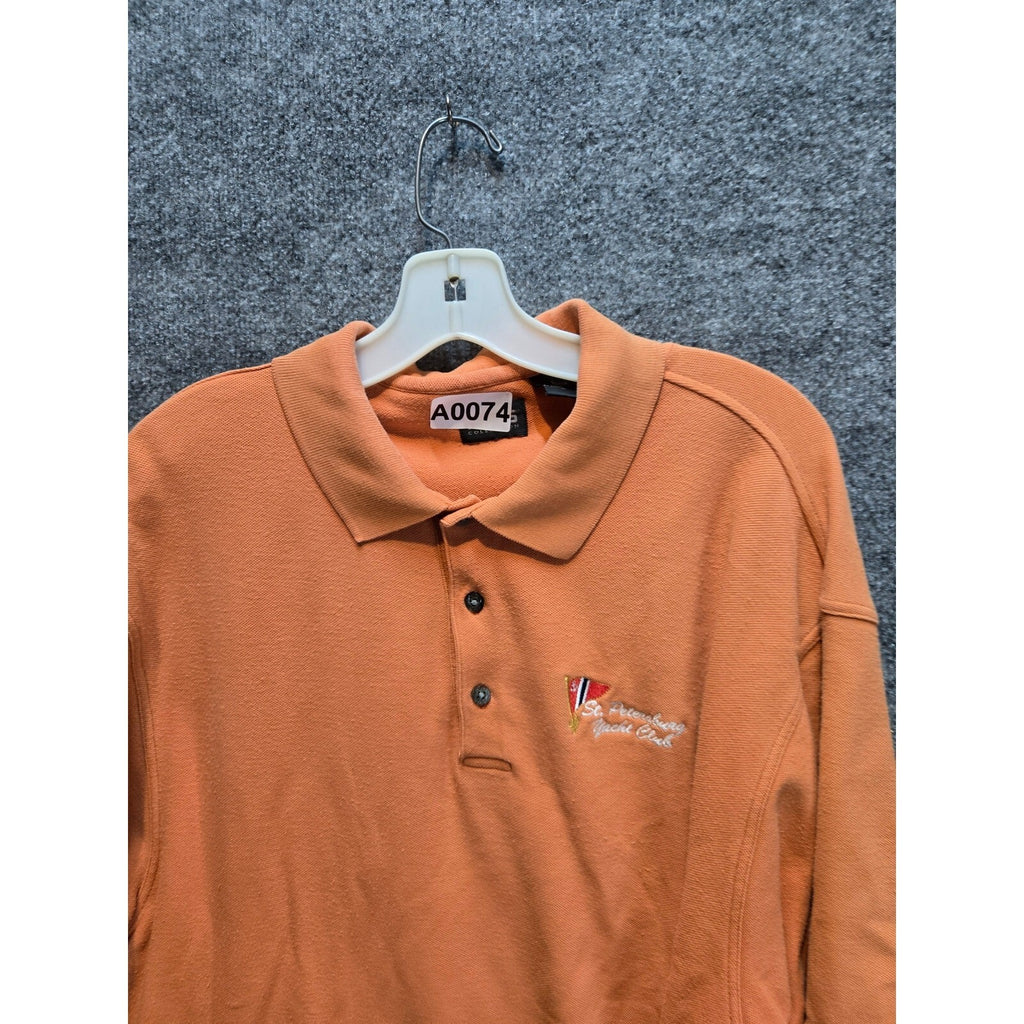 St. Petersburg Yacht Club Men's Orange Pique Knit Polo Shirt Short Sleeve L