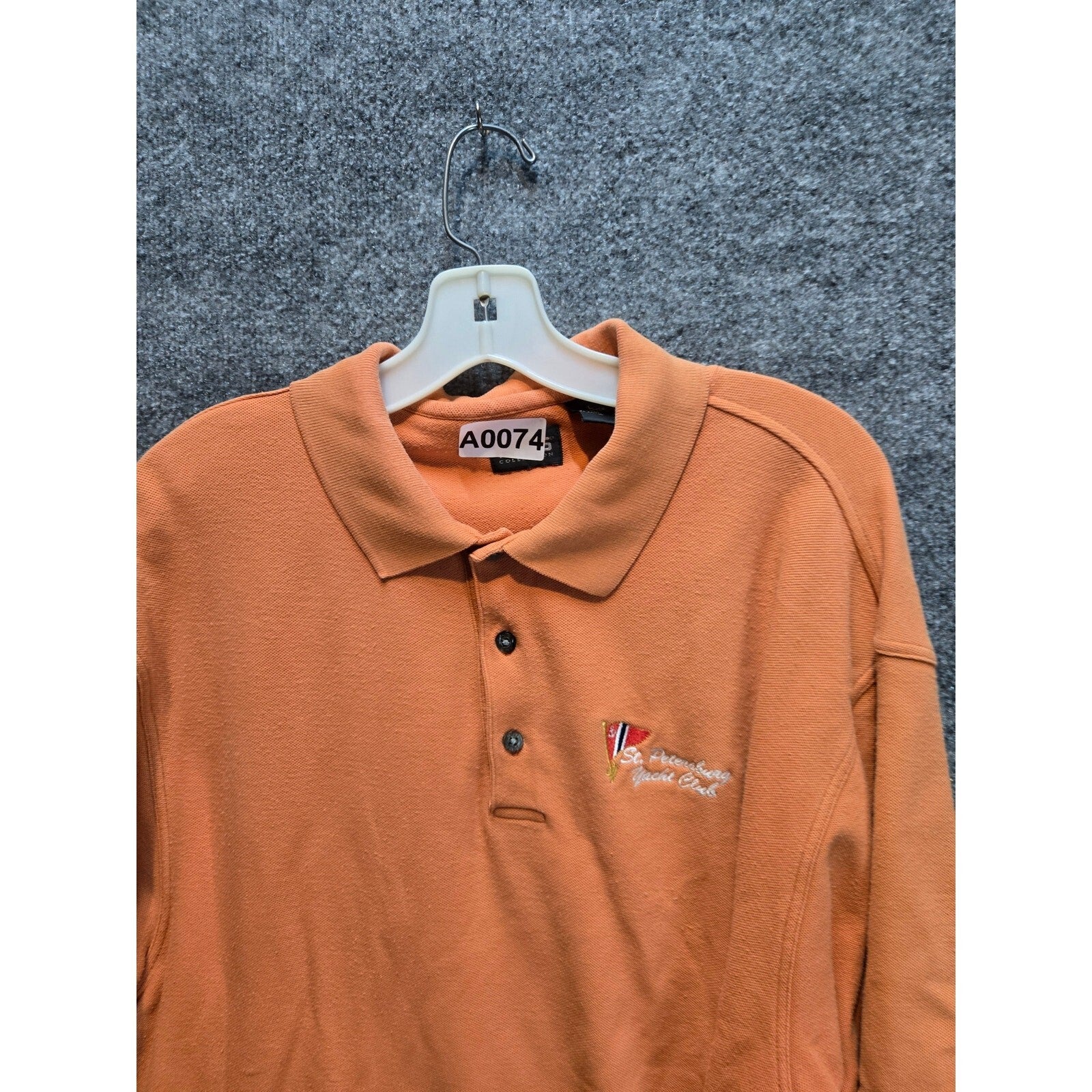 St. Petersburg Yacht Club Men's Orange Pique Knit Polo Shirt Short Sleeve L