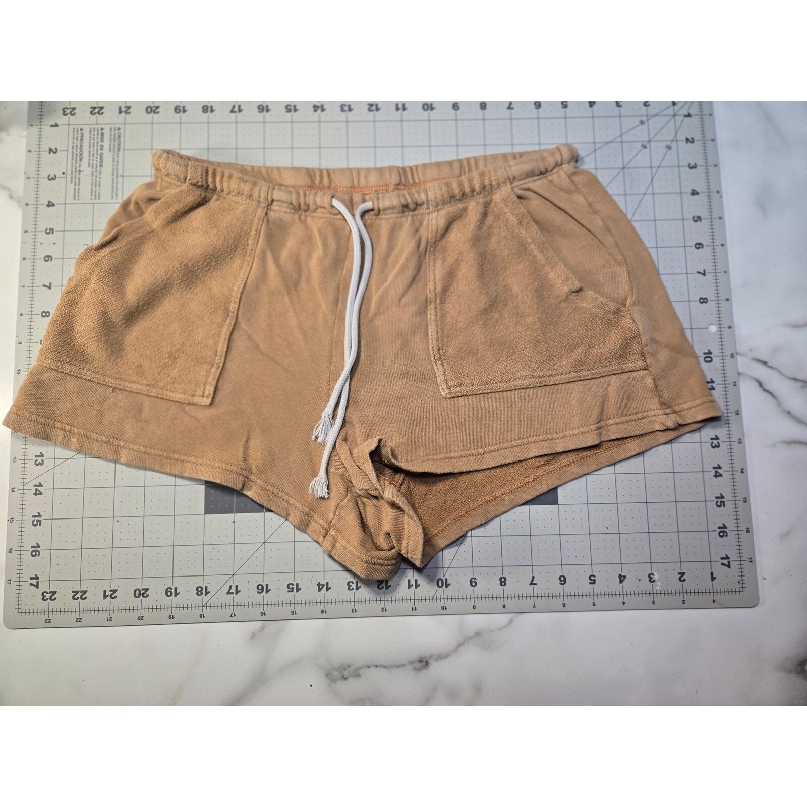 Light Brown Aerie Ribbed High Waisted Lounge Shorts- Camel Beige Size Med