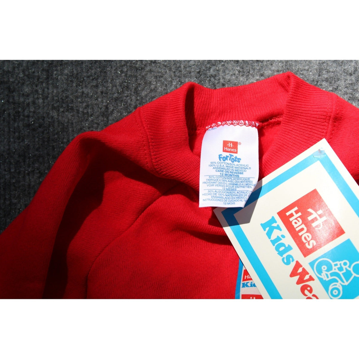 VTG 80's Hanes Kids Wear Blank Red Crewneck Sweatshirt Deadstock NOS  Size 12m