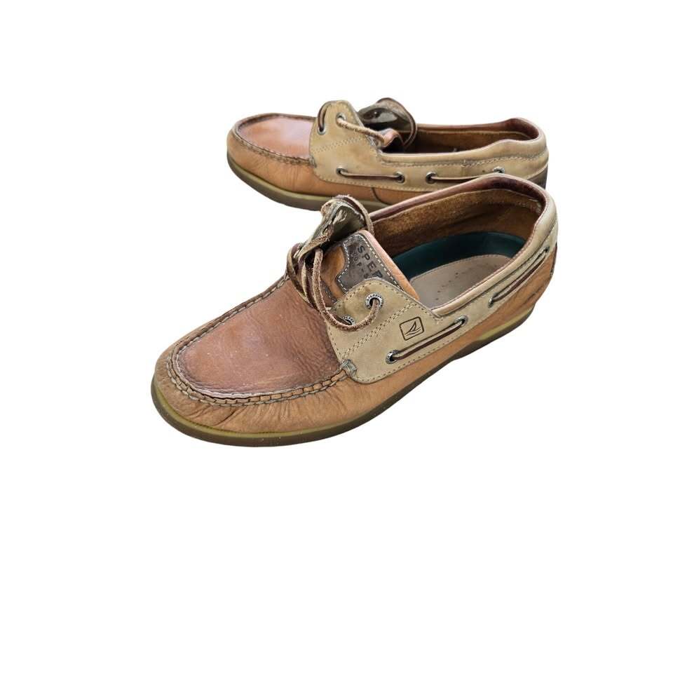 Sperry Top-Sider Authentic Original Men's Two Tone Brown Leather 2-Eye Boat 9.5