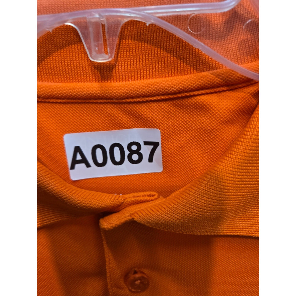Antigua Desert Dry Mens L Orange Solid Performance Golf Polo Shirt 3-Button