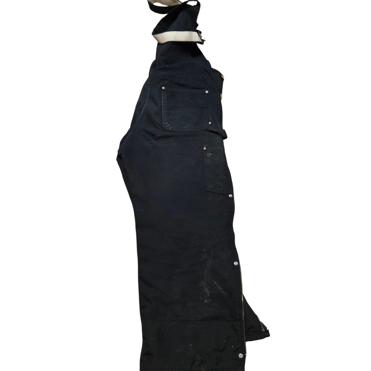 Vintage Carhartt R38 Arctic Quilt Lined Double Knee Black Bib Overalls, Size 36x30