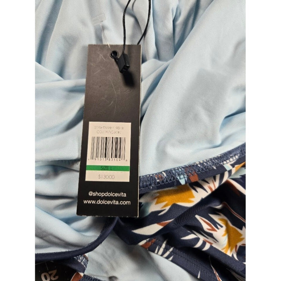 NWT Dolce Vita Tropical Floral One Piece Swimsuit Navy Blue Large