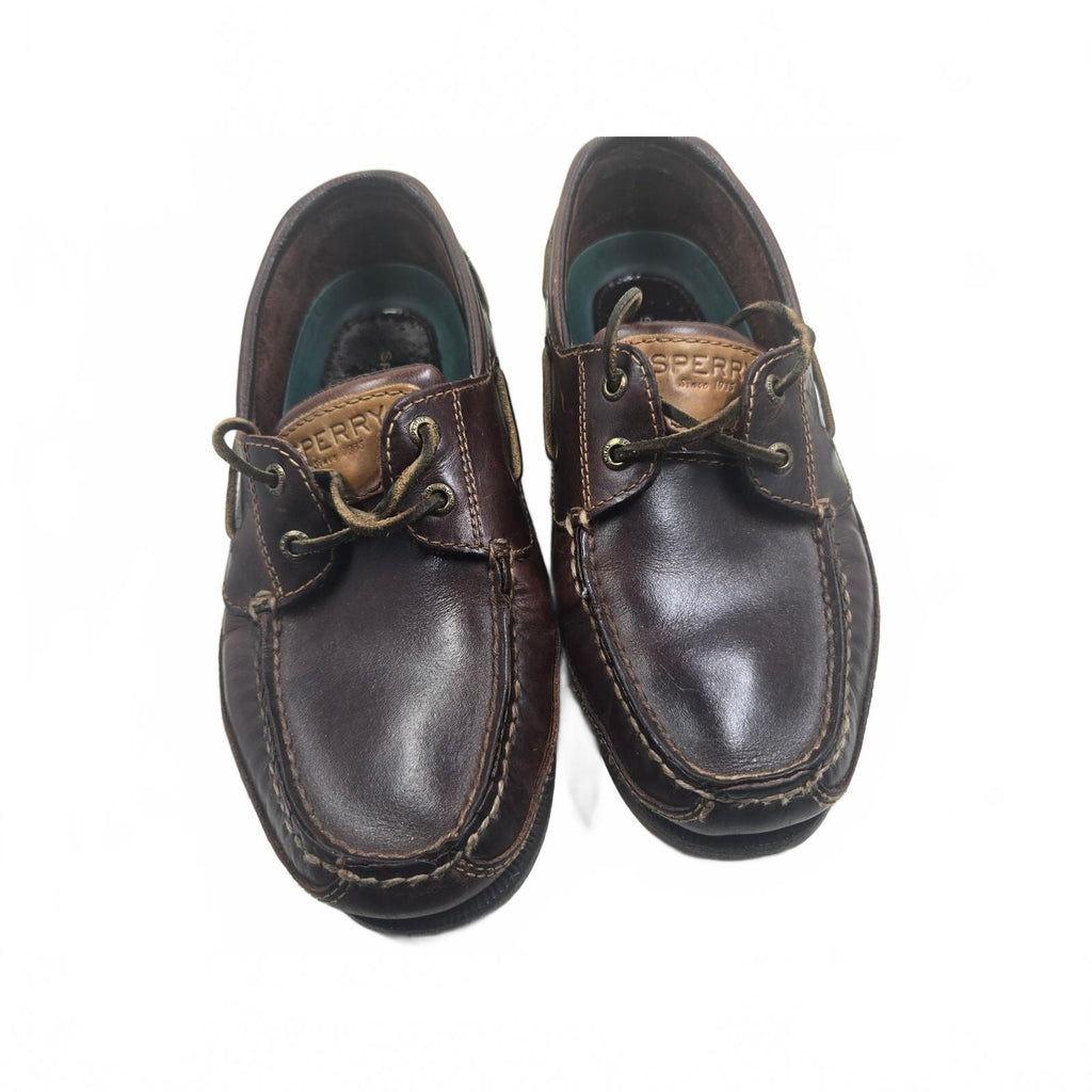 Sperry Men’s Brown Leather Boat Shoes Size 8.5 Wide Classic Moccasin Style