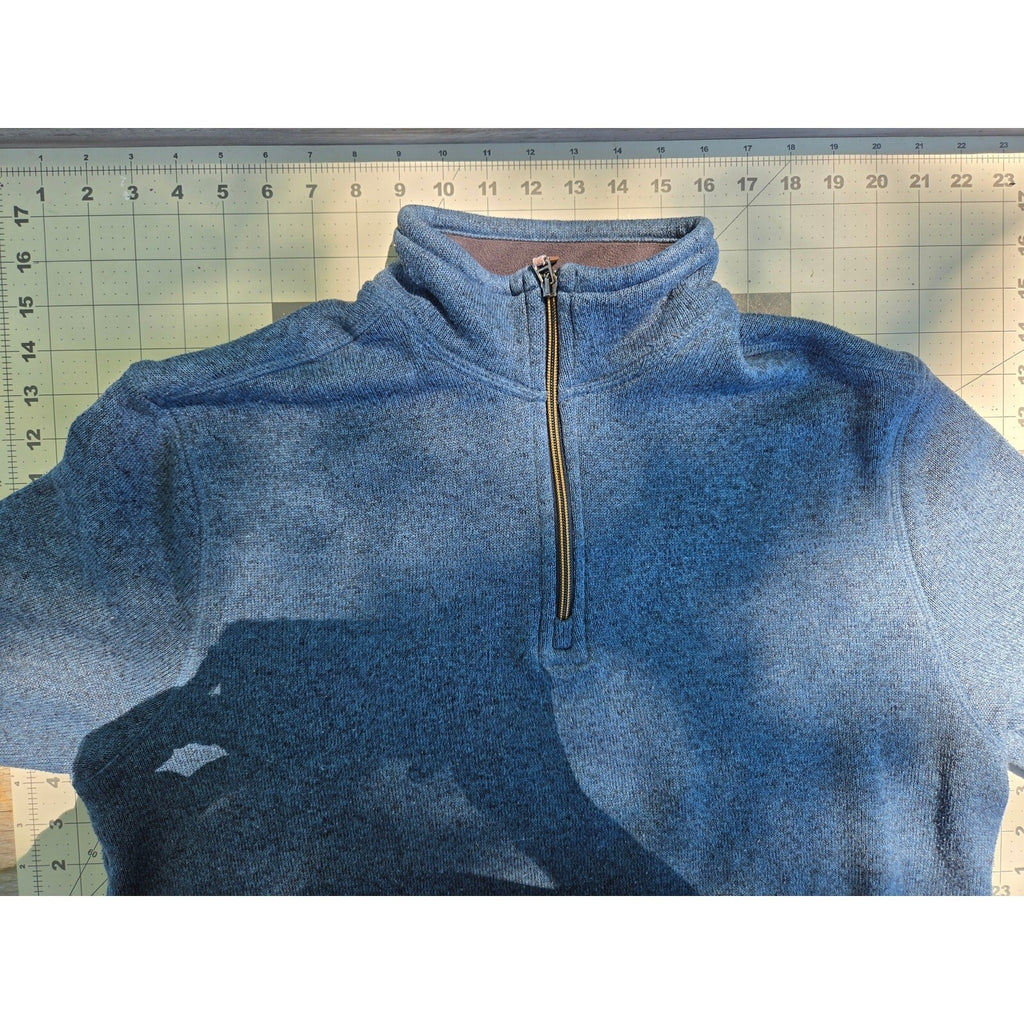 G.H. Bass & Co. Men's Blue Quarter-Zip Sweater Size M with Brown Accents