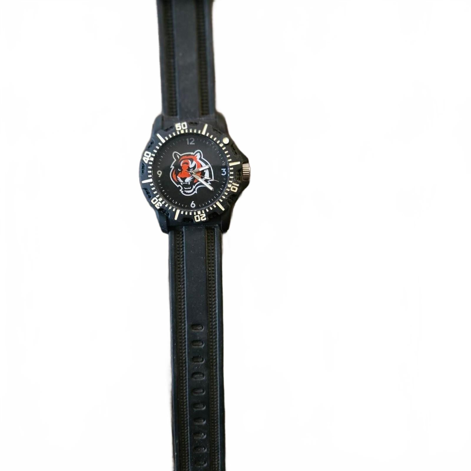 NFL Cincinnati Bengals Black Women's Watch with Team Logo, Good Condition