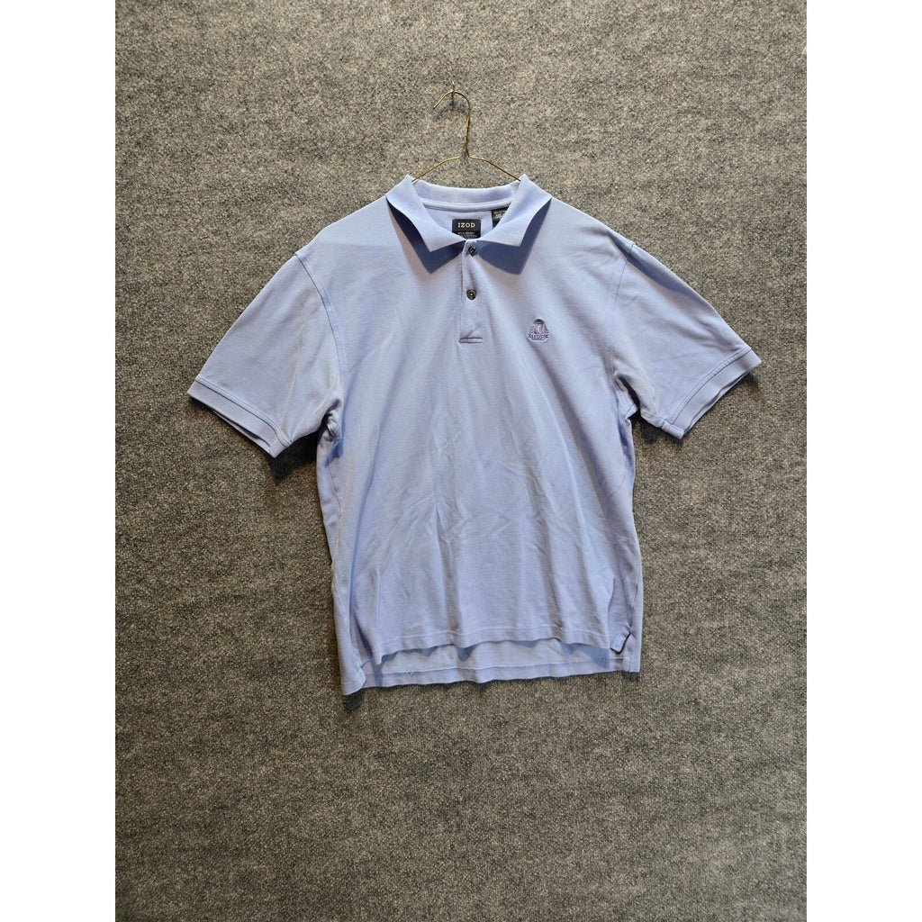 Izod Mens M Light Blue Silk Wash Short Sleeve Polo Solid Casual Sportswear