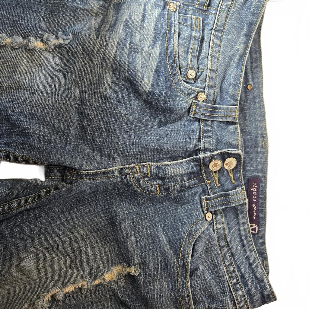 VIGOSS Straight Jeans Blue Denim Medium Wash Button 5-Pocket Women