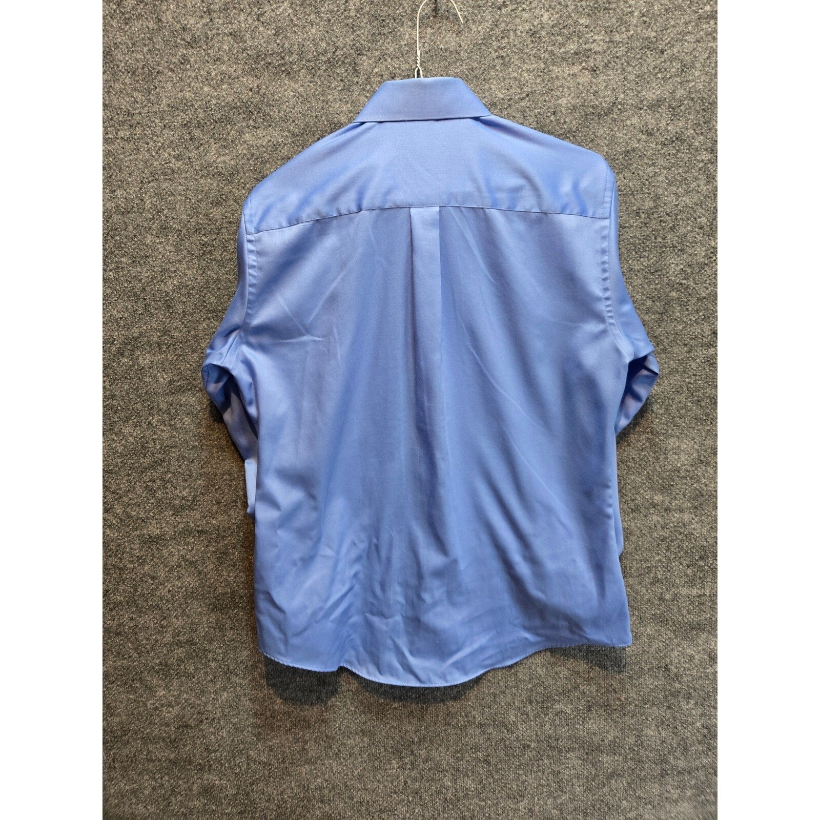 Geoffrey Beene Men's Dress Shirt Large 16 32/33 Blue Sateen Wrinkle Free LARGE