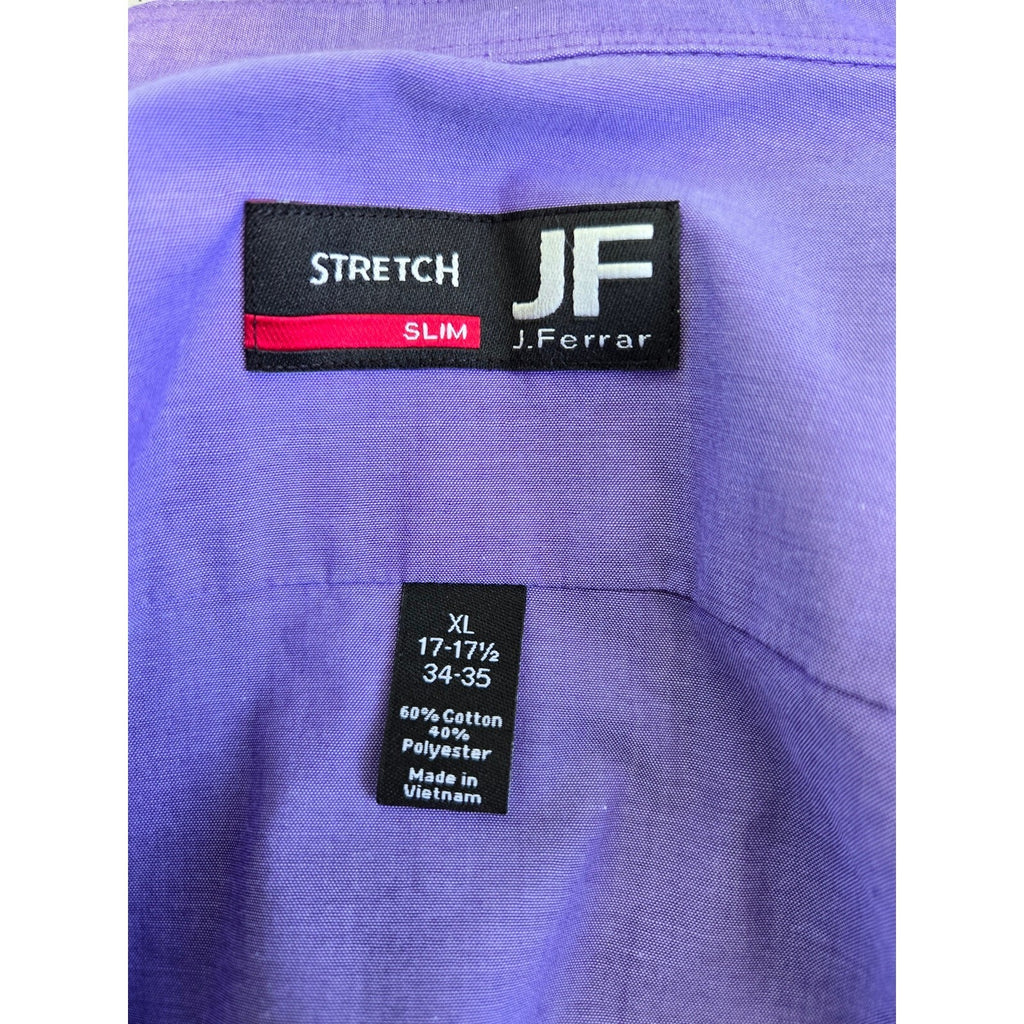 JF-J Ferra Men's XL Purple Slim Fit Dress Shirt - Long Sleeve, Stretch Fabric