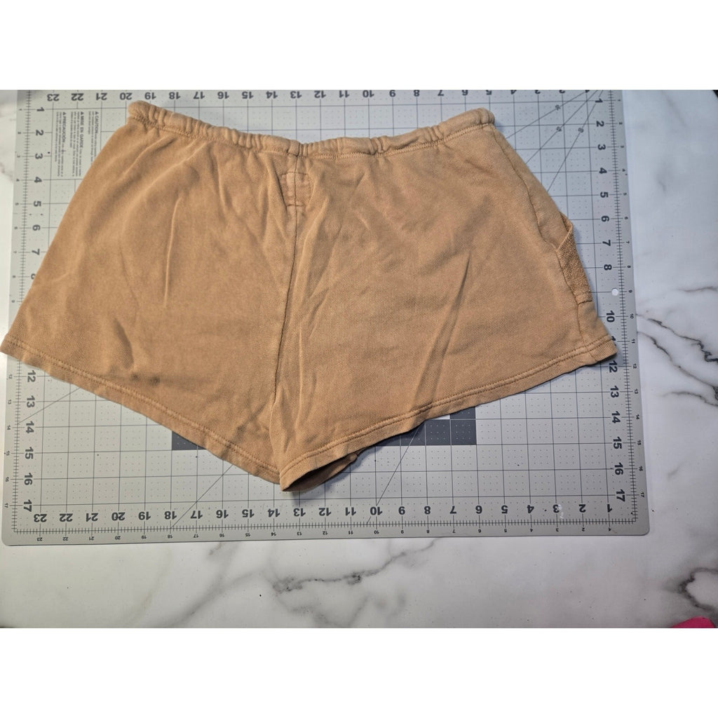 Light Brown Aerie Ribbed High Waisted Lounge Shorts- Camel Beige Size Med
